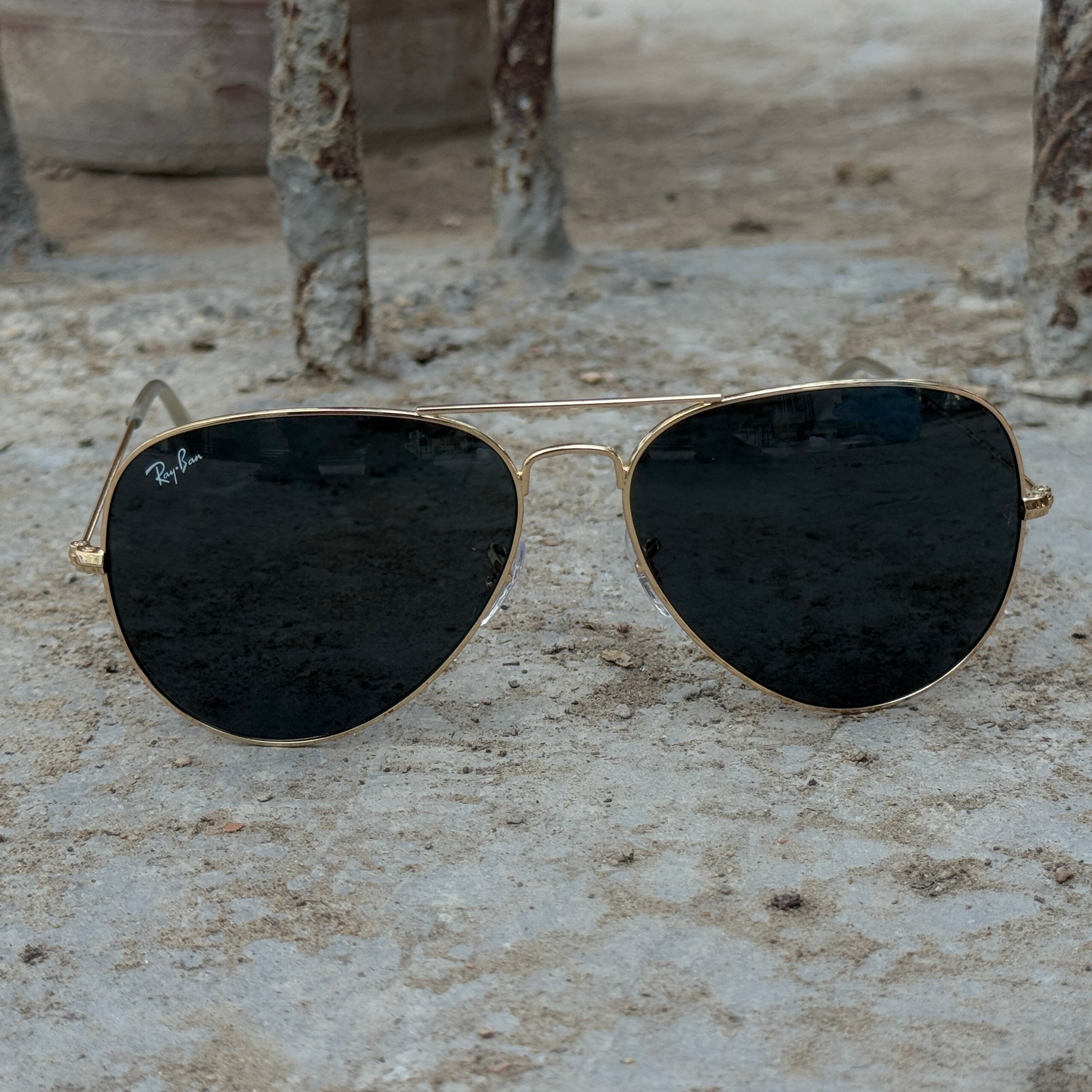 Rayban – 3026 – 62/58 – Golden Black – Metal – Sunglasses – Unisex - Premium