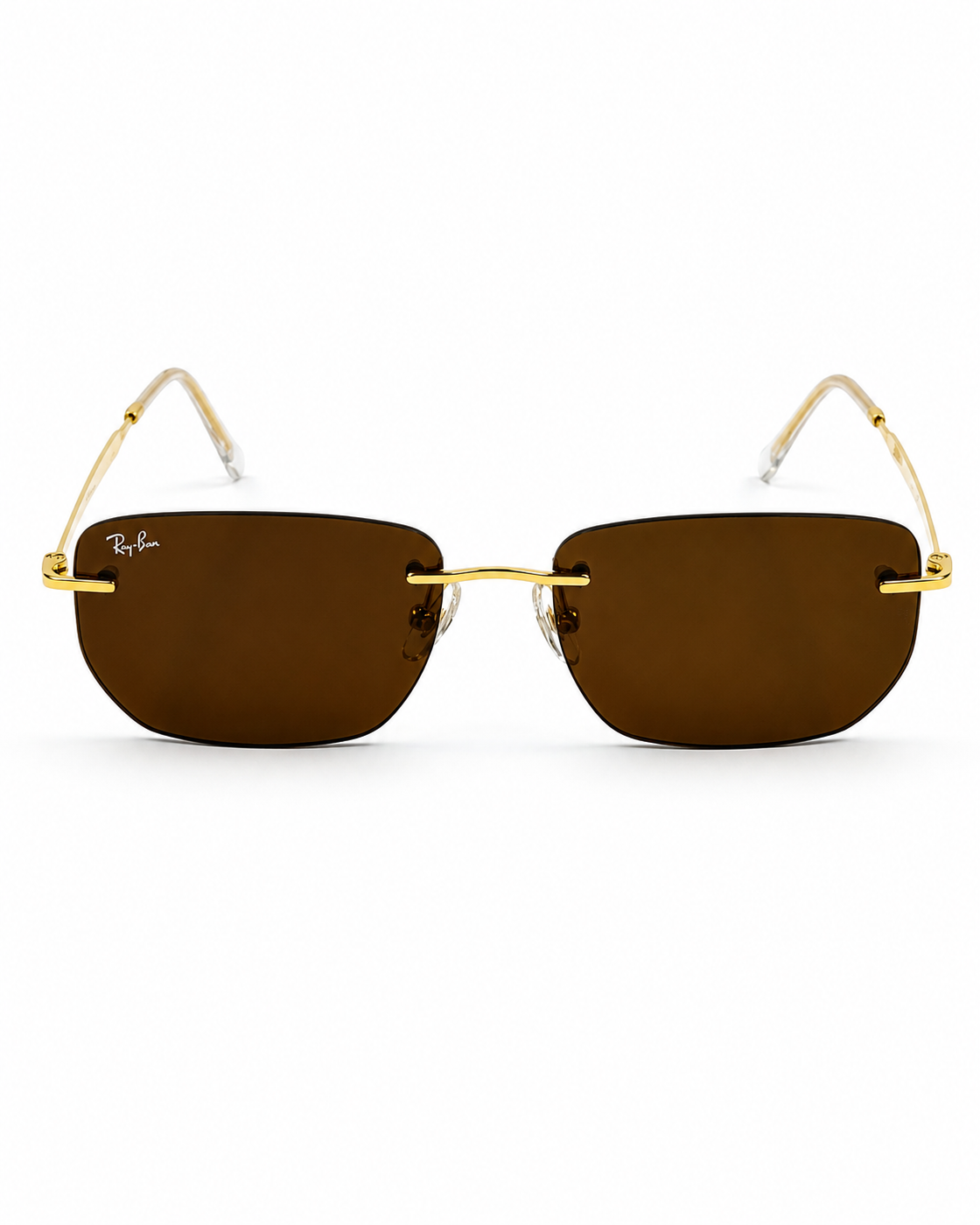 Rayban - RB3768 - Golden Brown - Metal - Rimless - Rectangle - Sunglasses - Premium