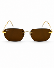 Rayban - RB3768 - Golden Brown - Metal - Rimless - Rectangle - Sunglasses - Premium