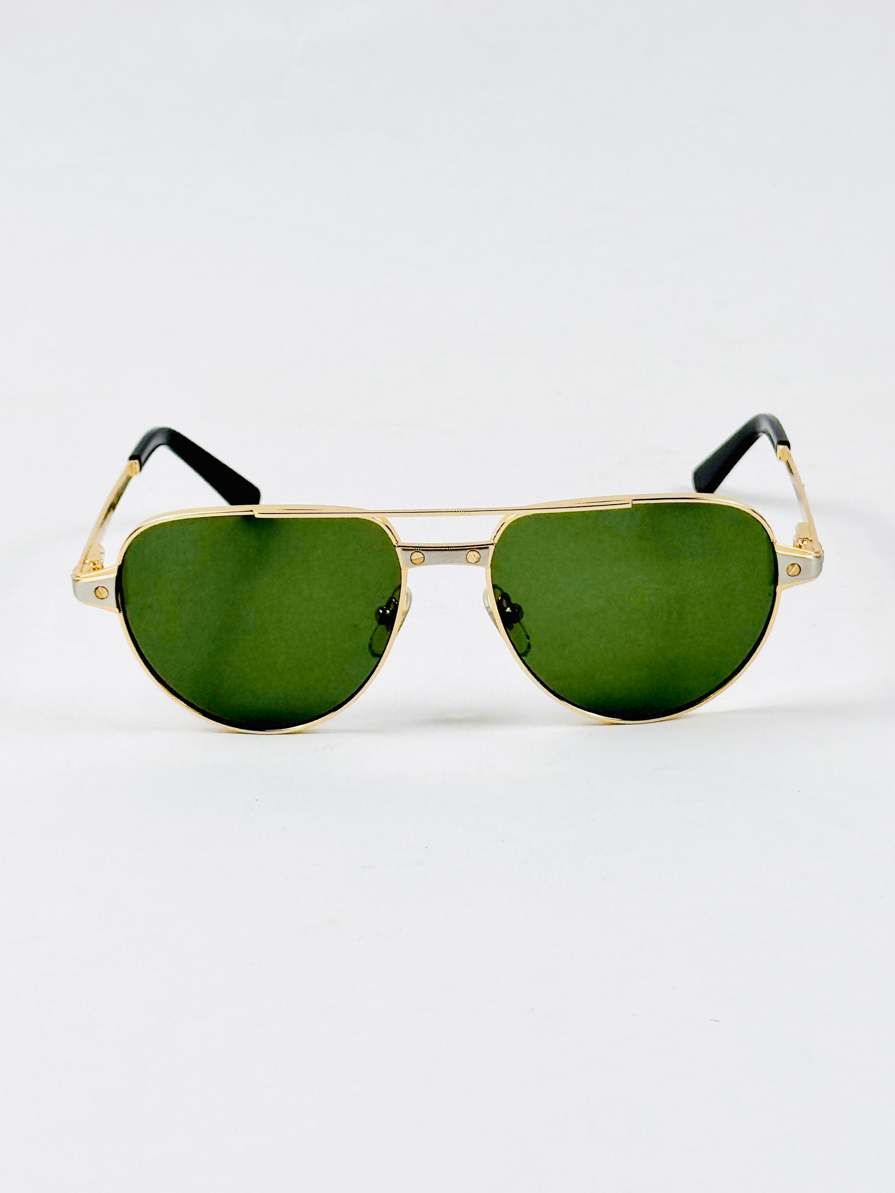 Cartier – CT0425 - 59 – Golden Green - Metal - Sunglasses – Unisex - Premium
