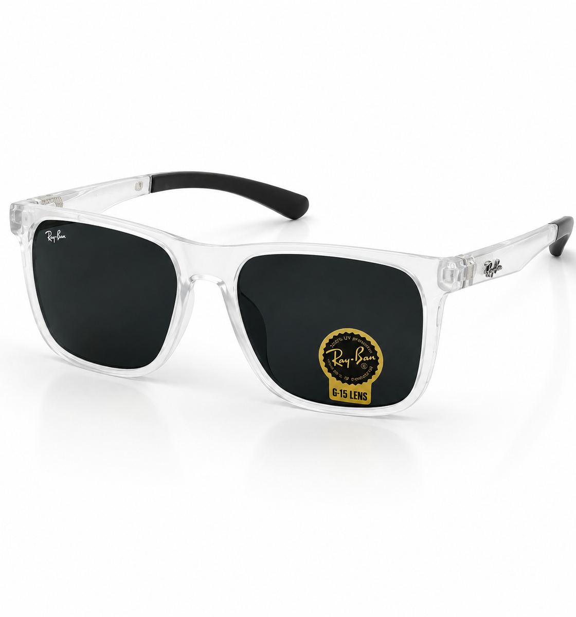 RayBan – 83103 – 56 – White Black –  Acetate- Sunglasses – Unisex (Glass Lens)