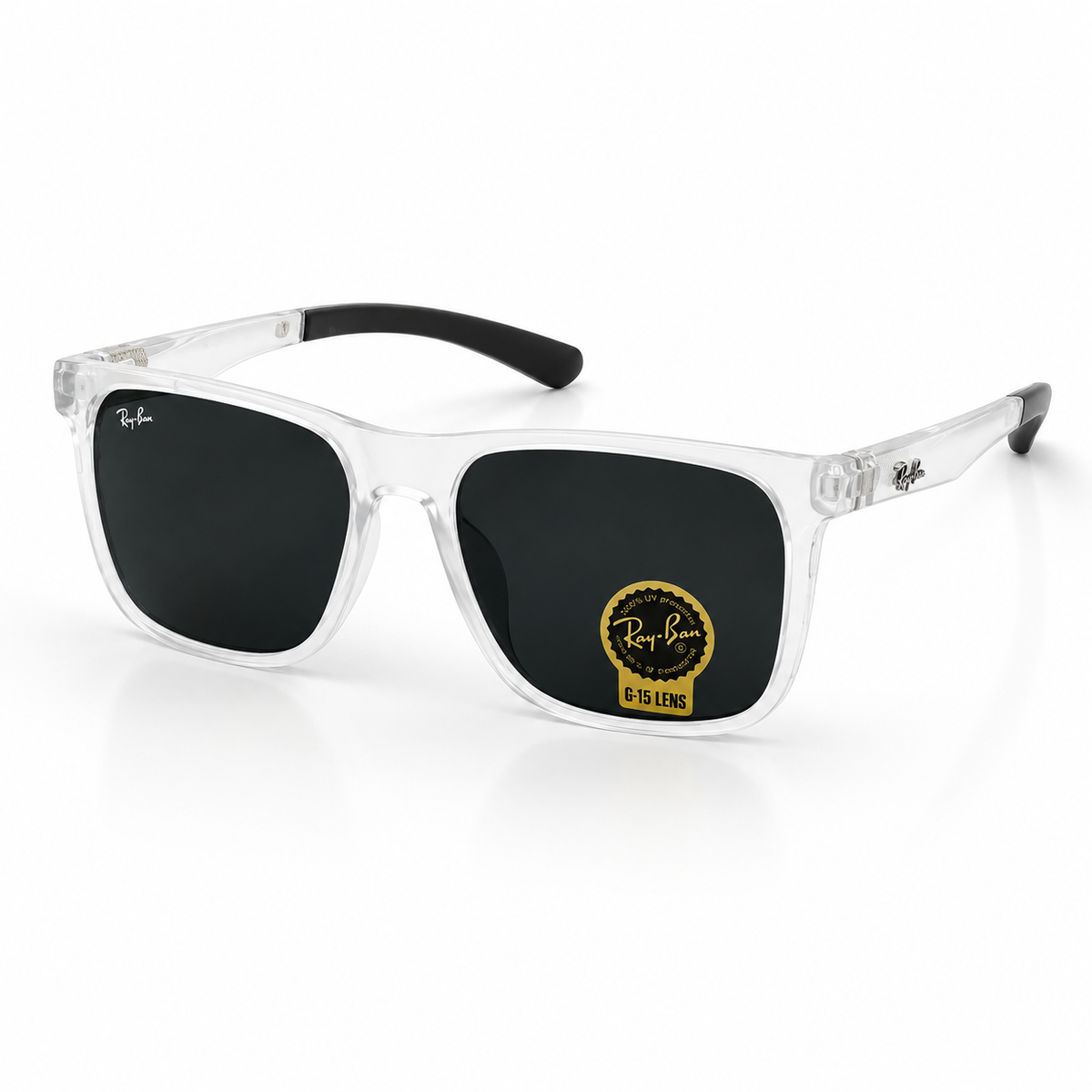 RayBan – 83103 – 56 – White Black –  Acetate- Sunglasses – Unisex (Glass Lens)