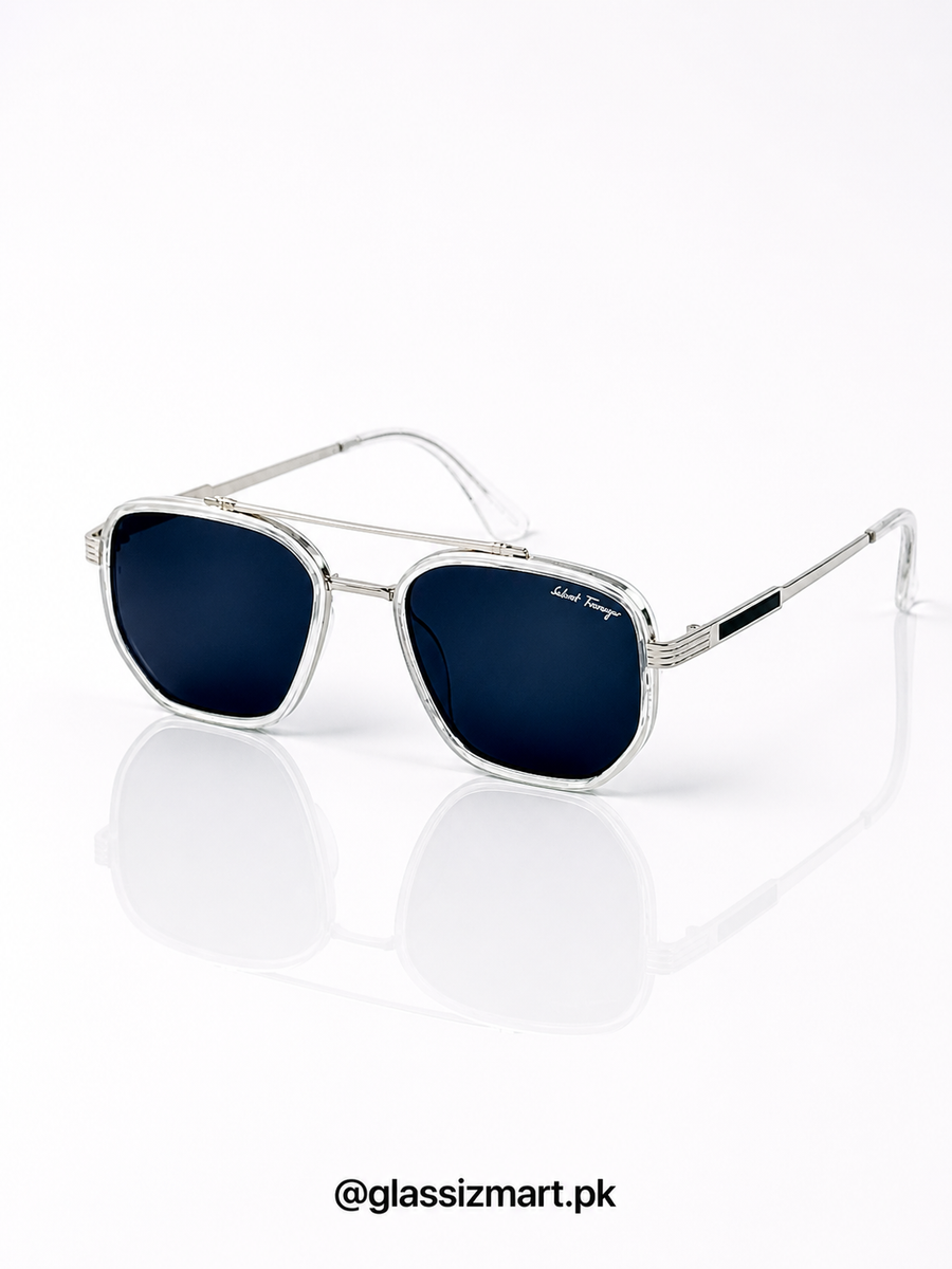 Ferragamo – 19344 – 55 – Transparent Black – Metal – Sunglasses – Unisex