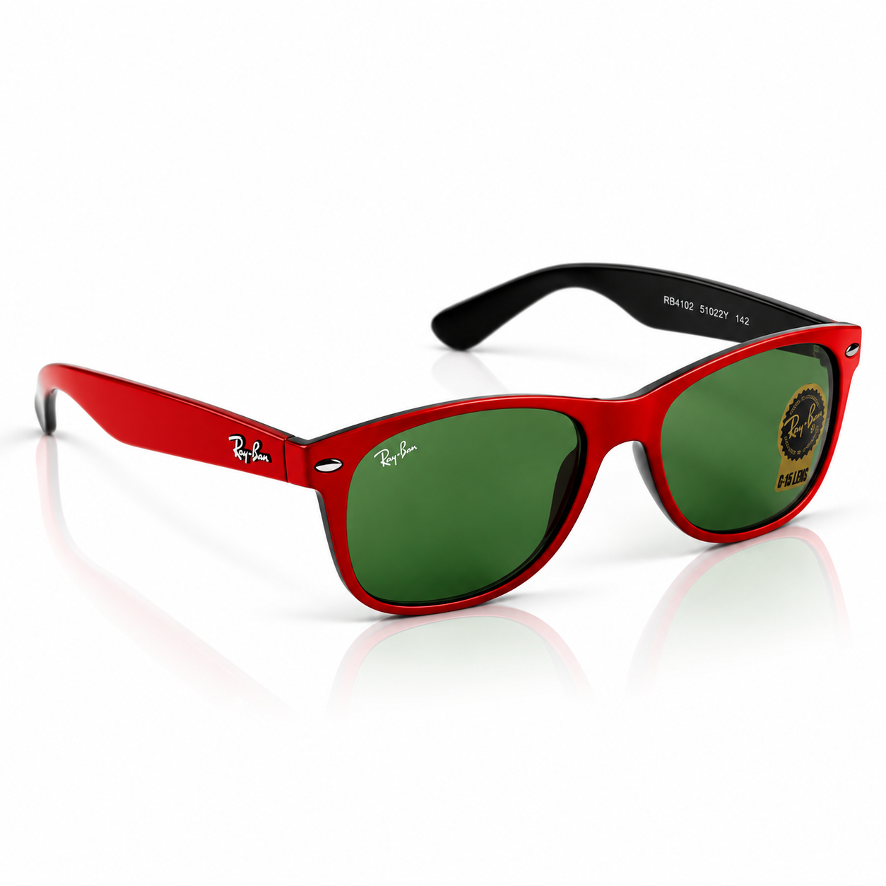 RayBan – 2132 – 55 – Red Green –  Acetate- Sunglasses – Unisex