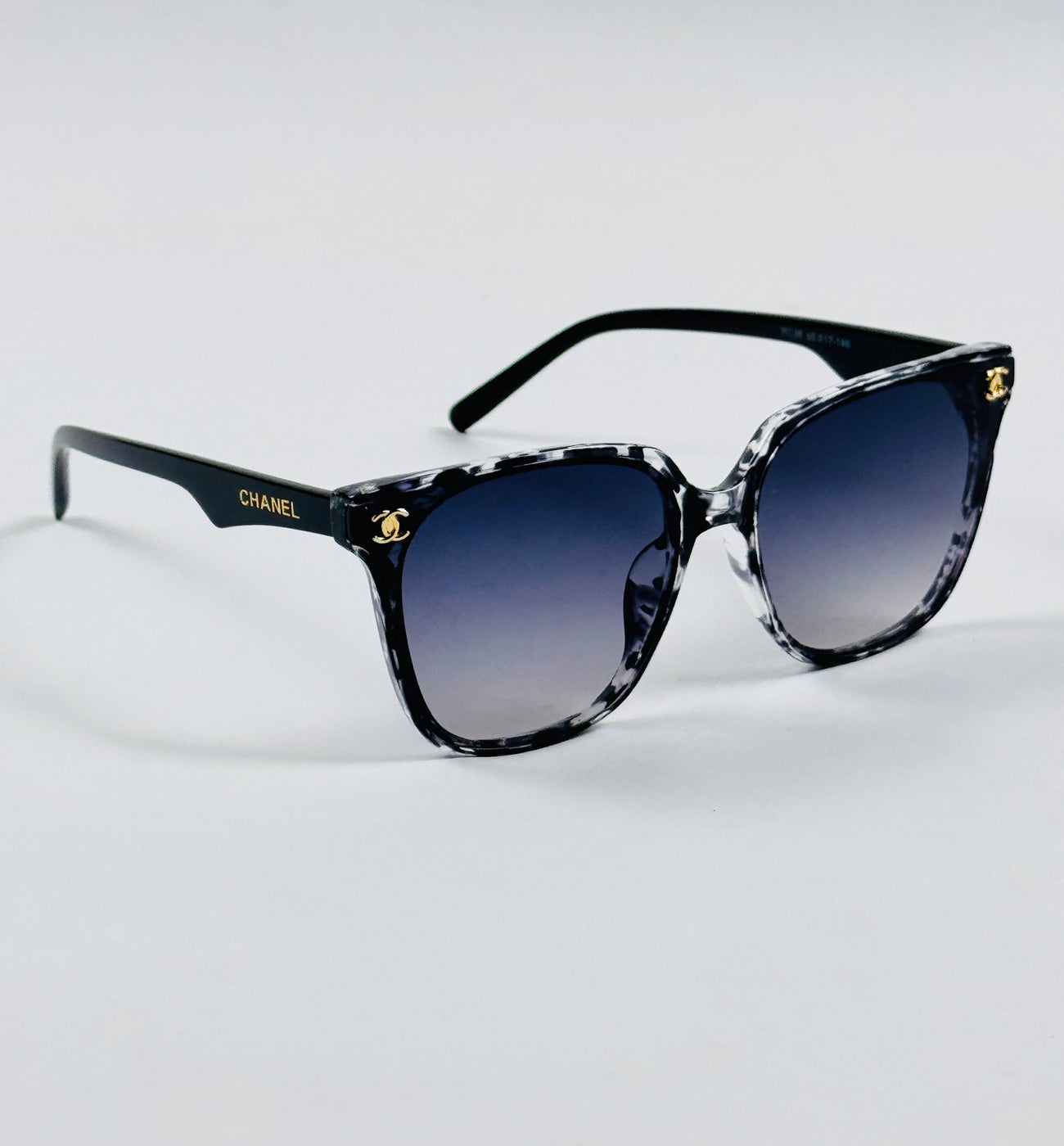 Chanel - 36236 – 58 – Black Textured – Acetate – Sunglasses – Ladies