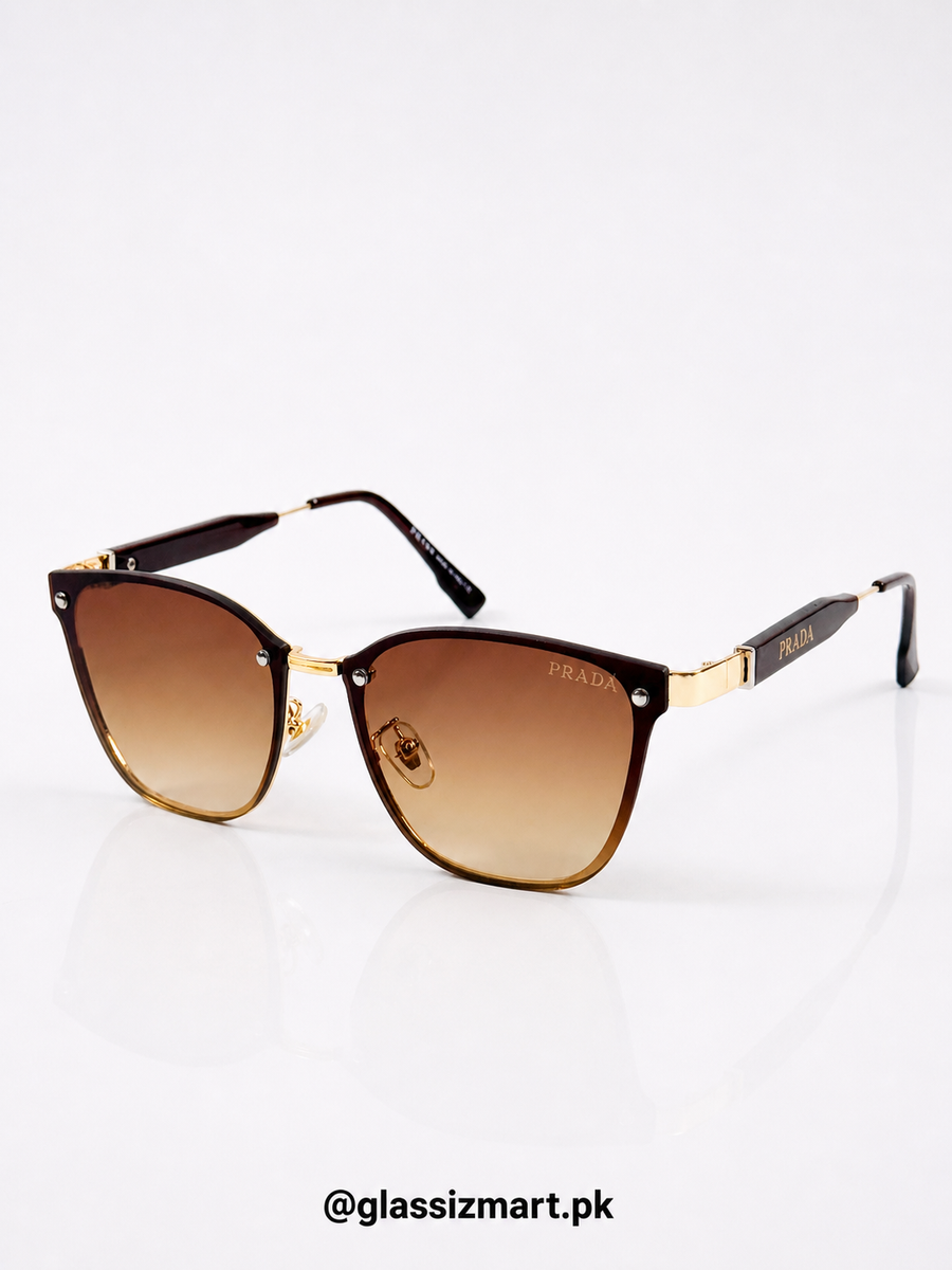 Prada – 22082 – 60 – Golden Brown Gradient – Metal – Sunglasses – Ladies