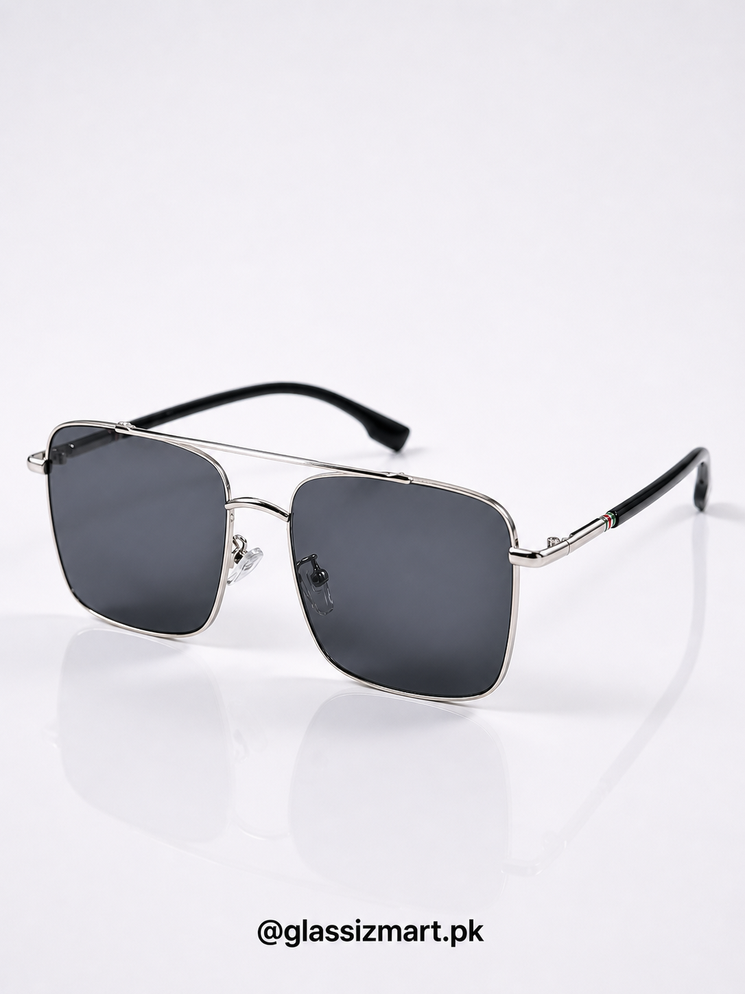 Guccy – 6143 – 56 – Silver Black – Metal – Sunglasses – Unisex