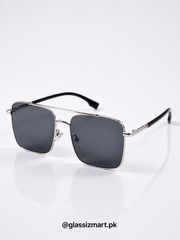 Guccy – 6143 – 56 – Silver Black – Metal – Sunglasses – Unisex