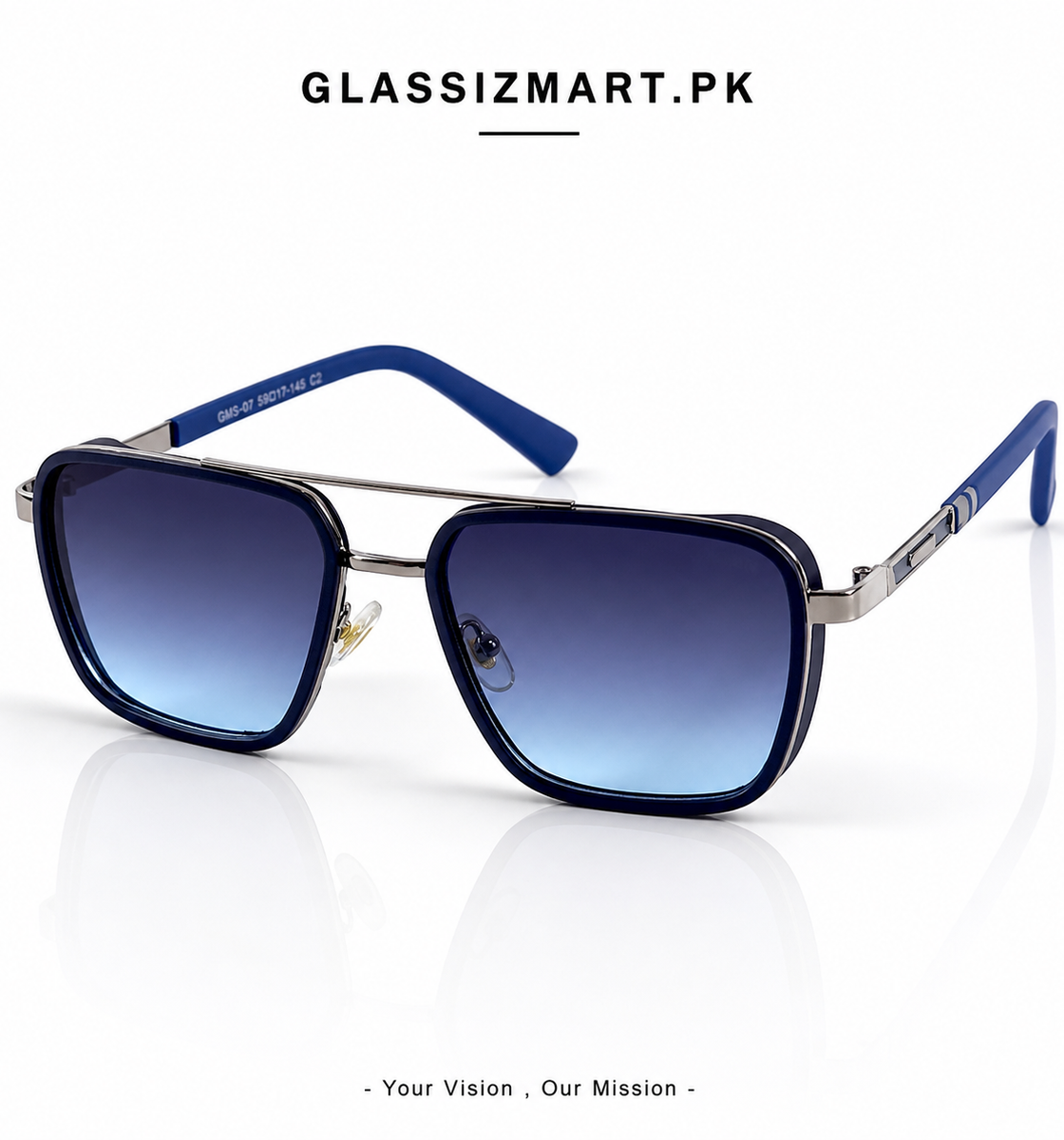 Armani – 58446 - 53 – Silver Blue - Metal - Sunglasses – Unisex