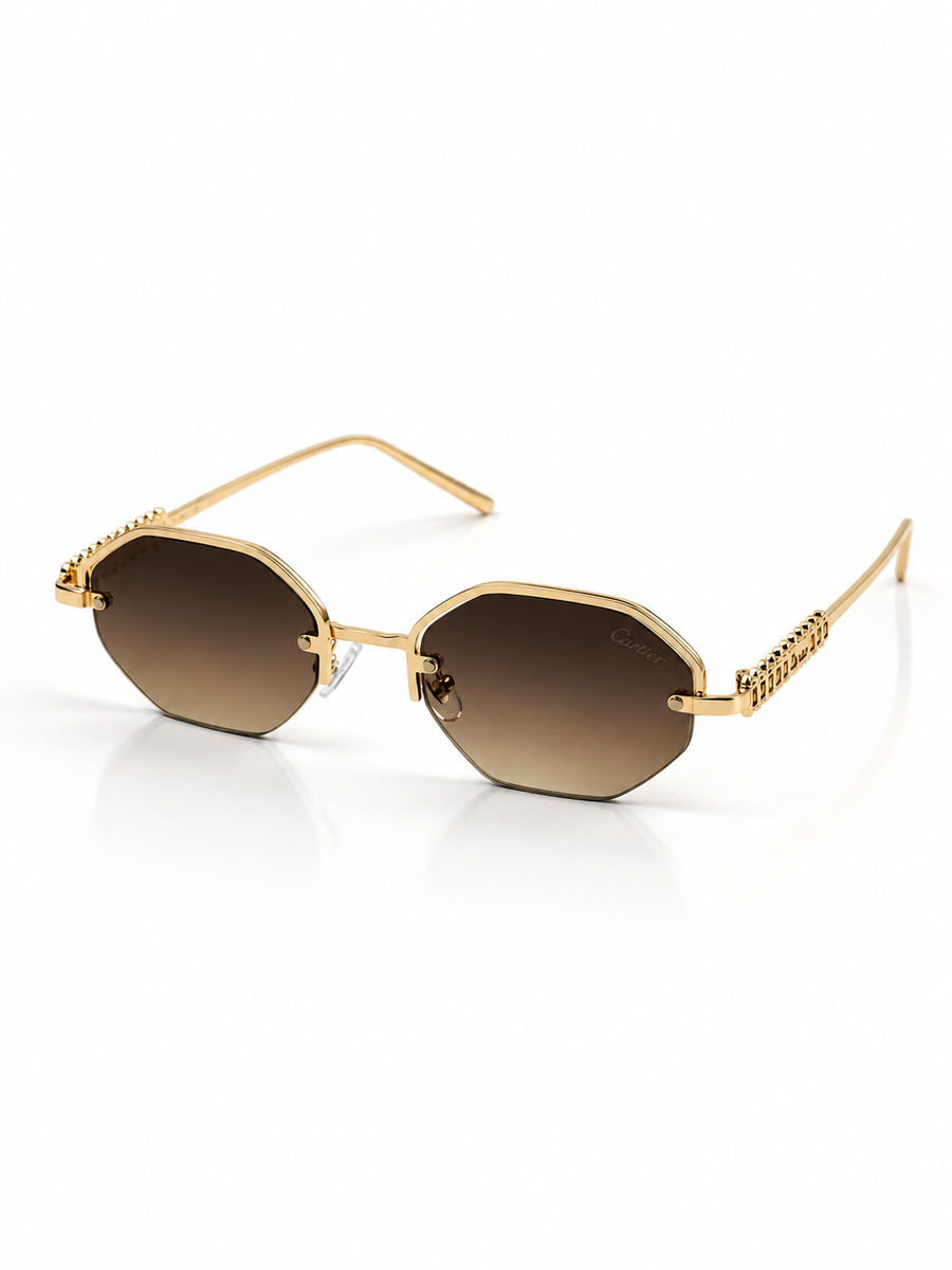 Cartier – 23660 – 55 – Golden Brown – Metal – Sunglasses – Unisex