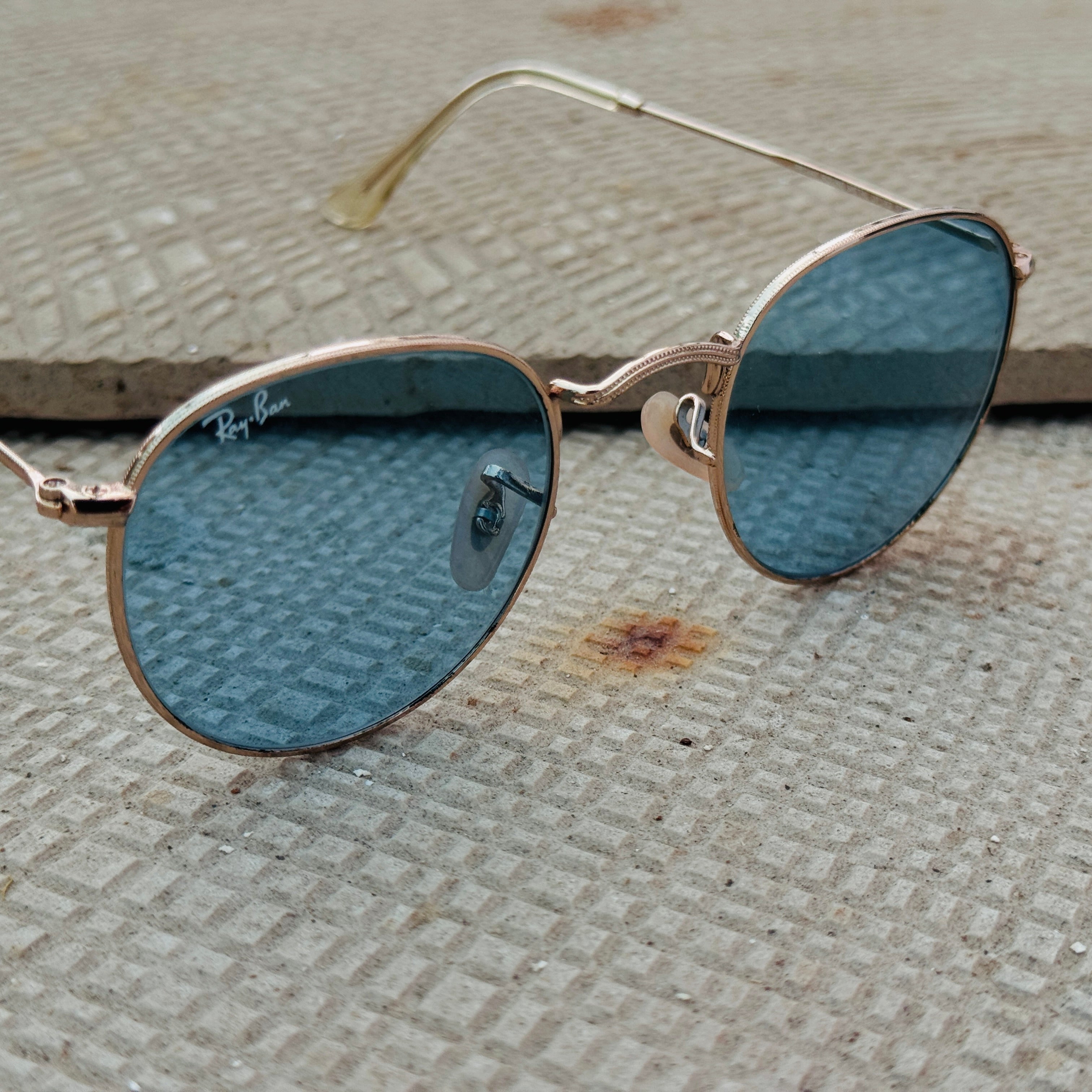 Rayban – 3447 – 50 – Golden Blue – Metal – Sunglasses – Unisex - Premium