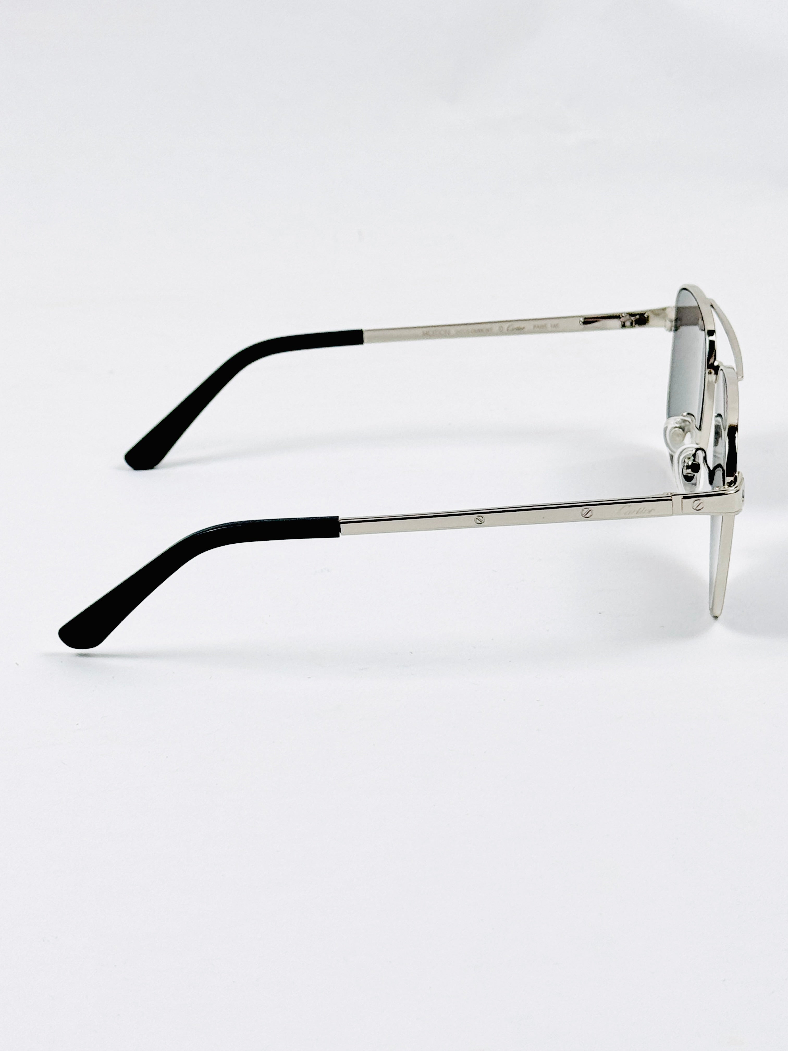 Cartier – 0425 - 59 – Silver Black - Metal - Sunglasses – Unisex - Premium