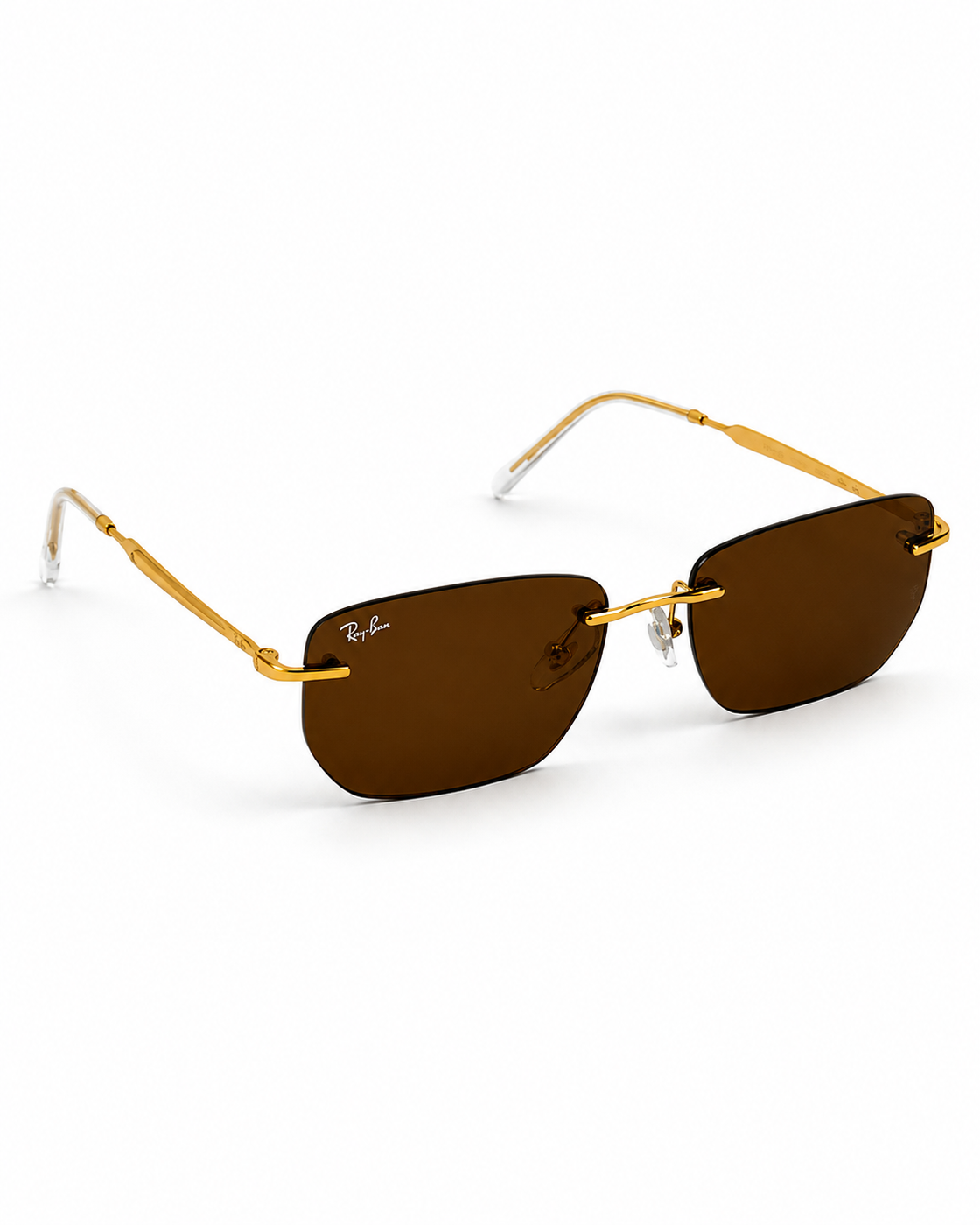 Rayban - RB3768 - Golden Brown - Metal - Rimless - Rectangle - Sunglasses - Premium