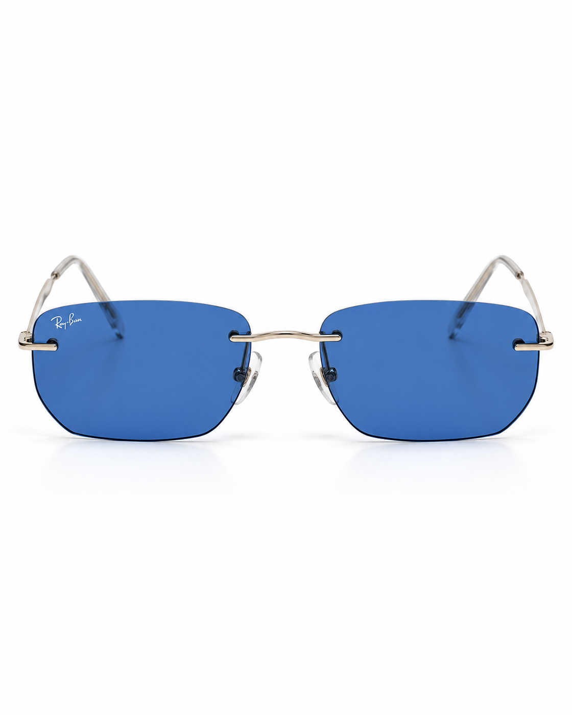 Rayban - RB3768 - Silver Blue - Metal - Rimless - Rectangle - Sunglasses - Premium