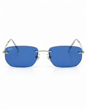 Rayban - RB3768 - Silver Blue - Metal - Rimless - Rectangle - Sunglasses - Premium
