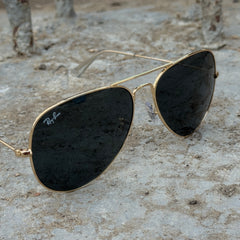 Rayban – 3026 – 62/58 – Golden Black – Metal – Sunglasses – Unisex - Premium