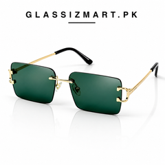 Cartier – 3082 – 62 – Golden Green – Metal - Sunglasses – Rimless - Unisex