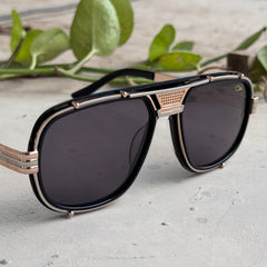 Cazal – 665 - 60 – Golden Black - Metal - Sunglasses – Unisex - Premium