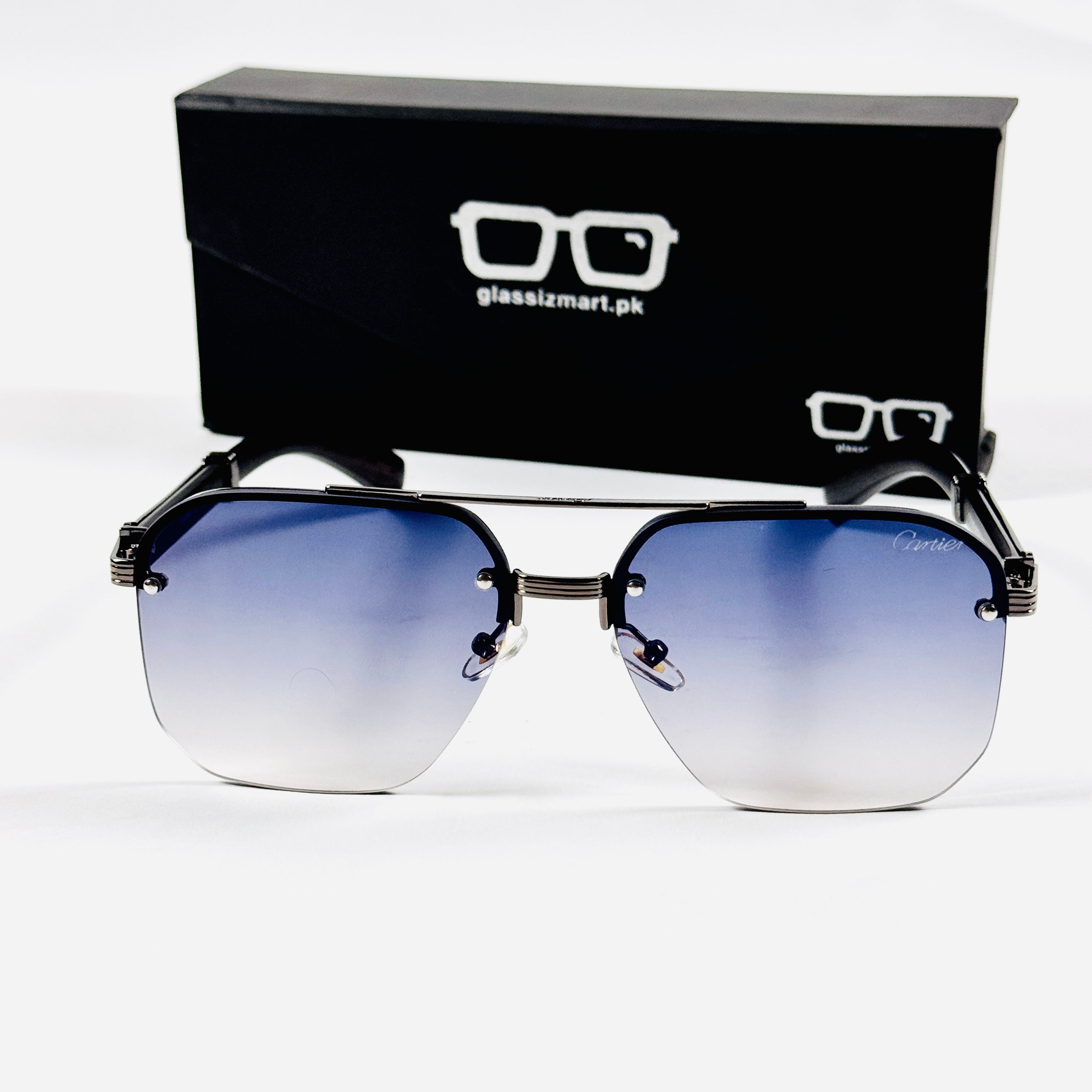 Cartier – 0369 – 60 – Black Blue Gradient – Metal – Sunglasses – Unisex