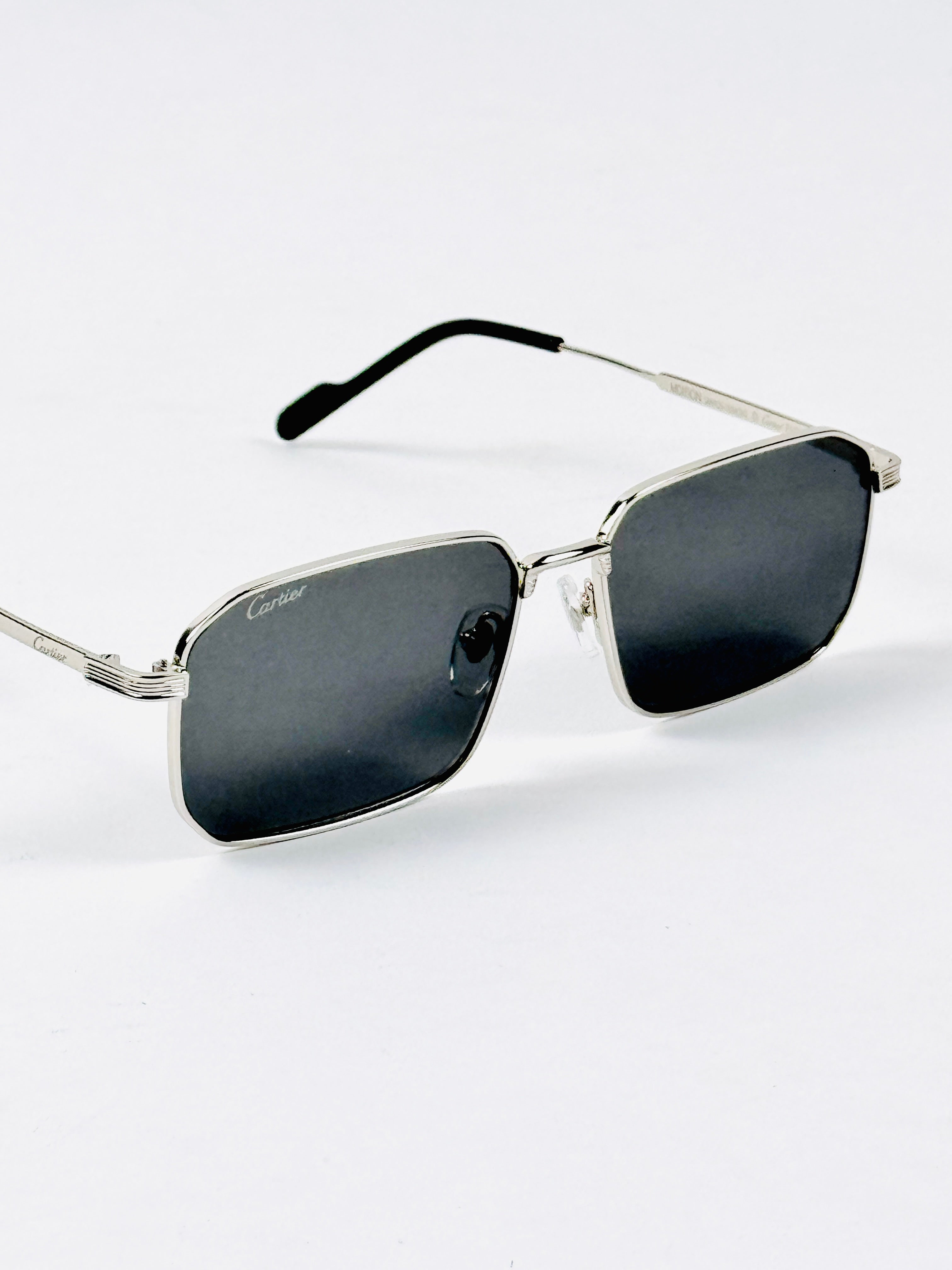 Cartier – CT0532 - 54 – Silver Black - Metal - Sunglasses – Unisex - Premium