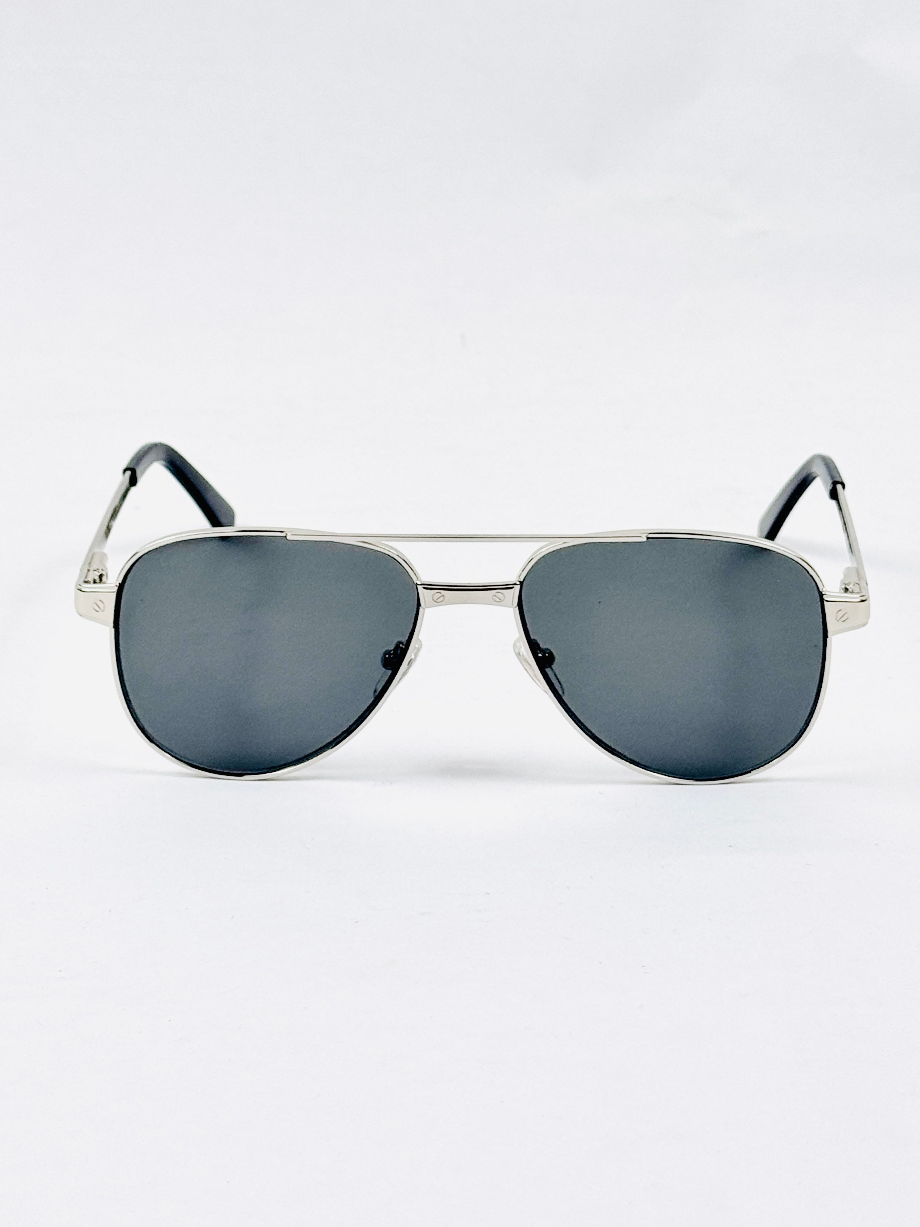 Cartier – 0425 - 59 – Silver Black - Metal - Sunglasses – Unisex - Premium