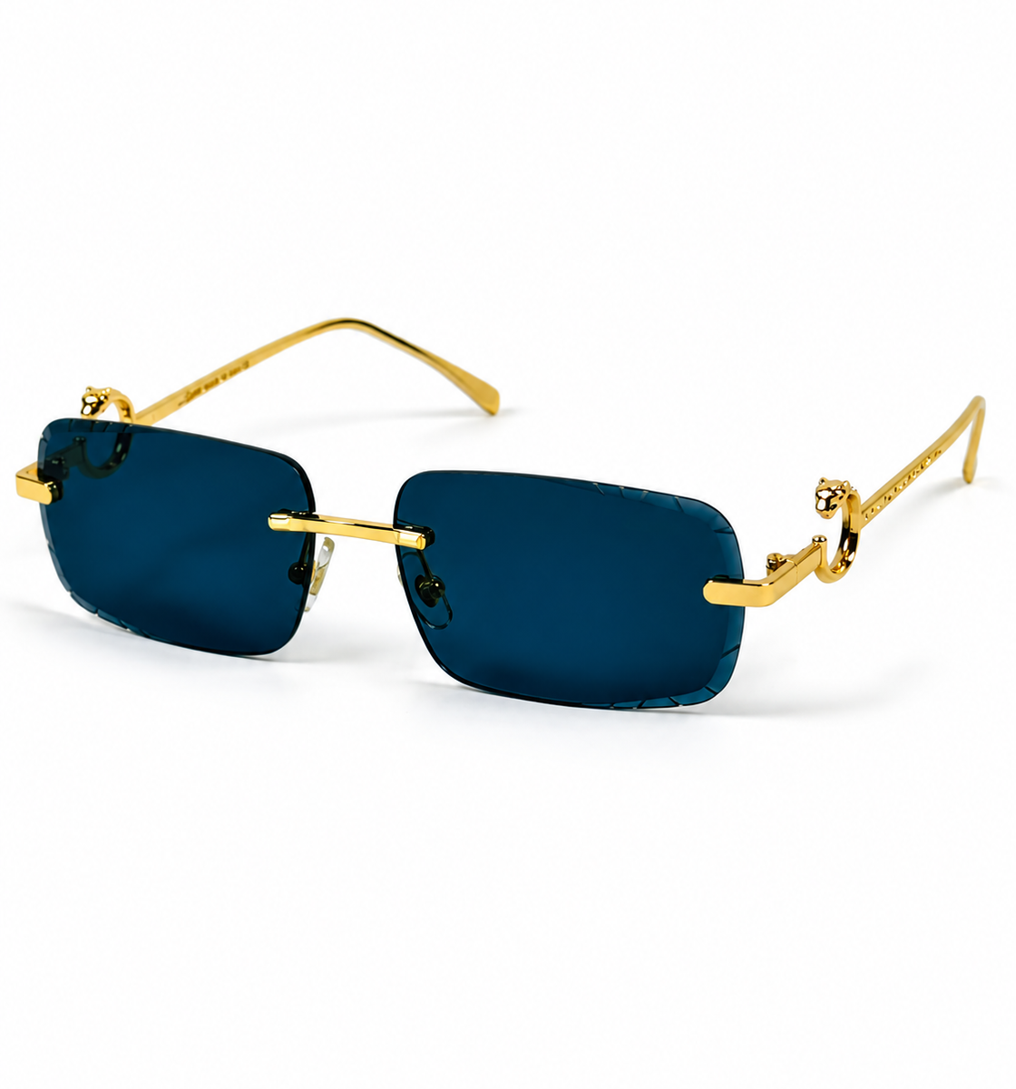 Cartier – 1454 – 60 – Golden Black – Metal - Sunglasses – Rimless - Unisex