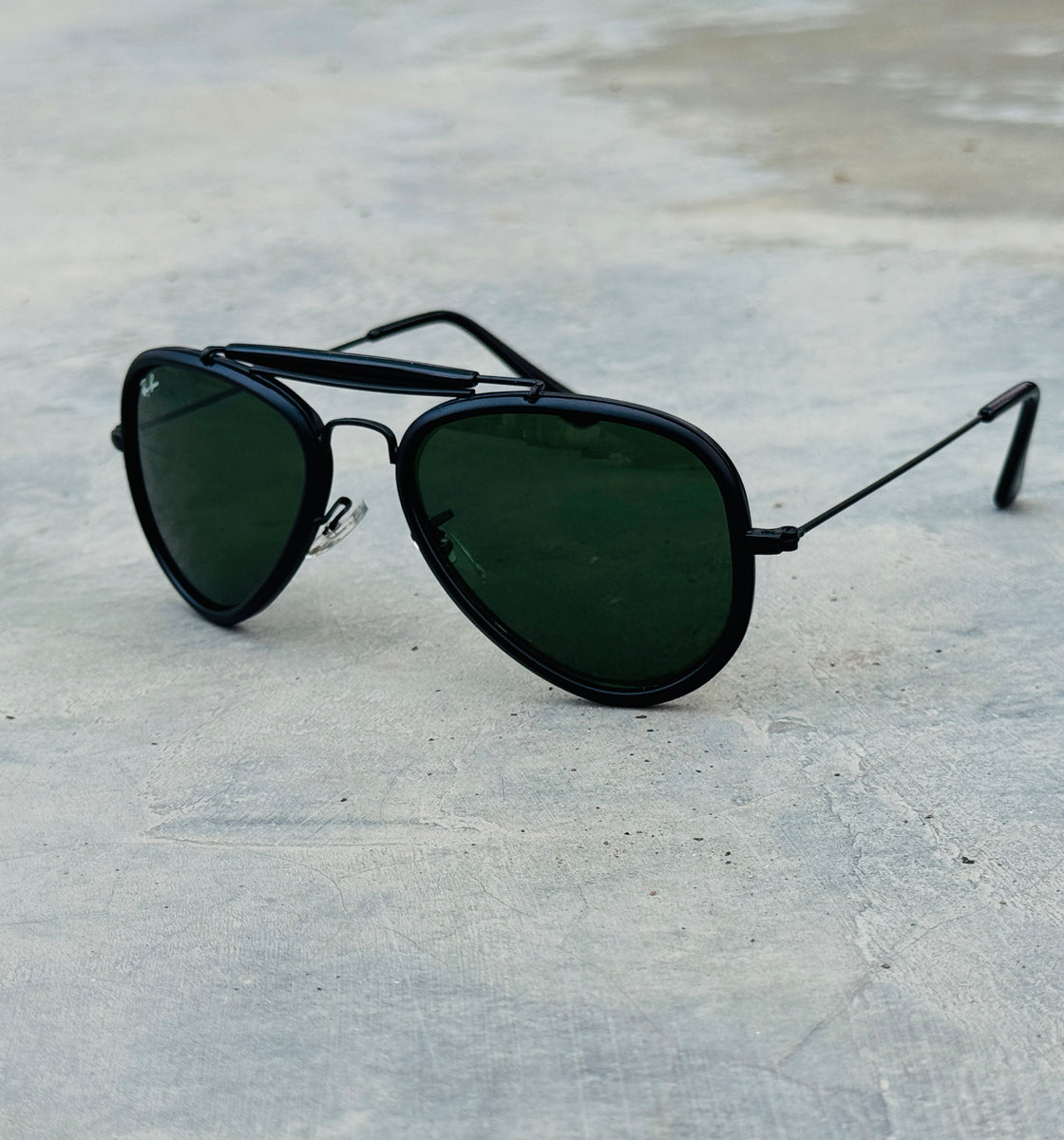 Rayban – 3428 – 58 – Black Green – Metal – Sunglasses – Unisex