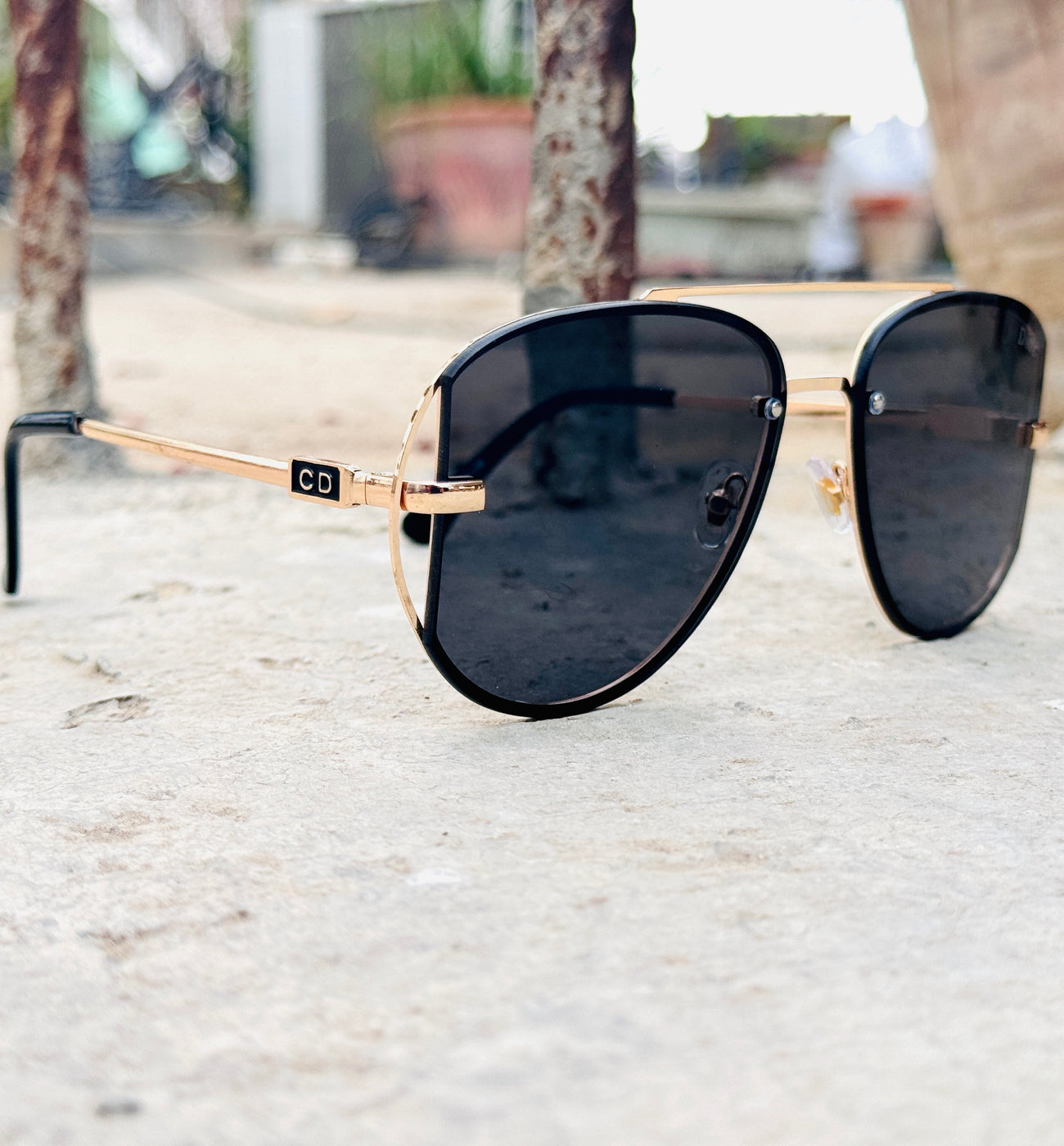 Dior – 50 – Golden Black – Metal – Sunglasses – Ladies