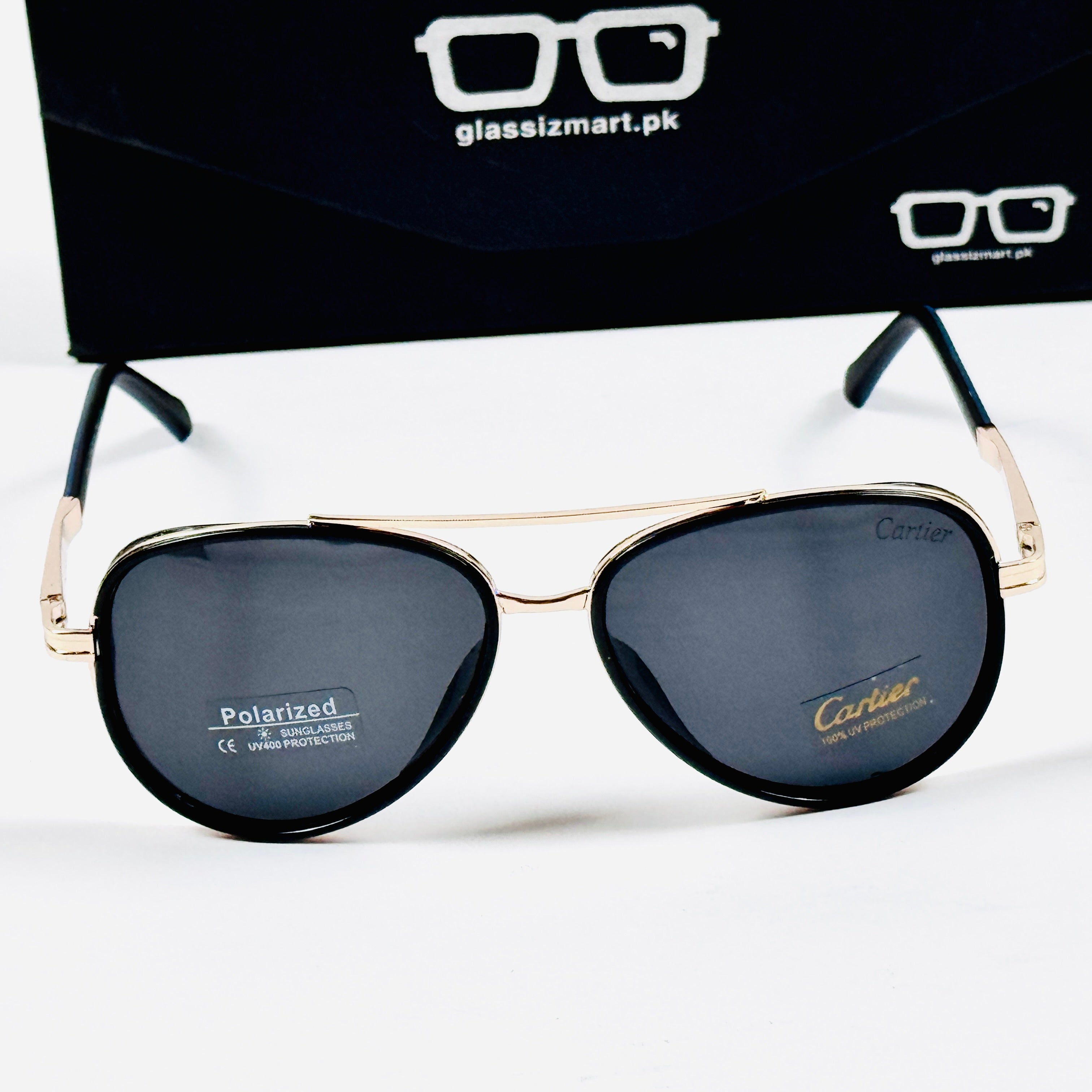 Cartier – A910 – 60 – Golden Black – Metal – Sunglasses – Unisex