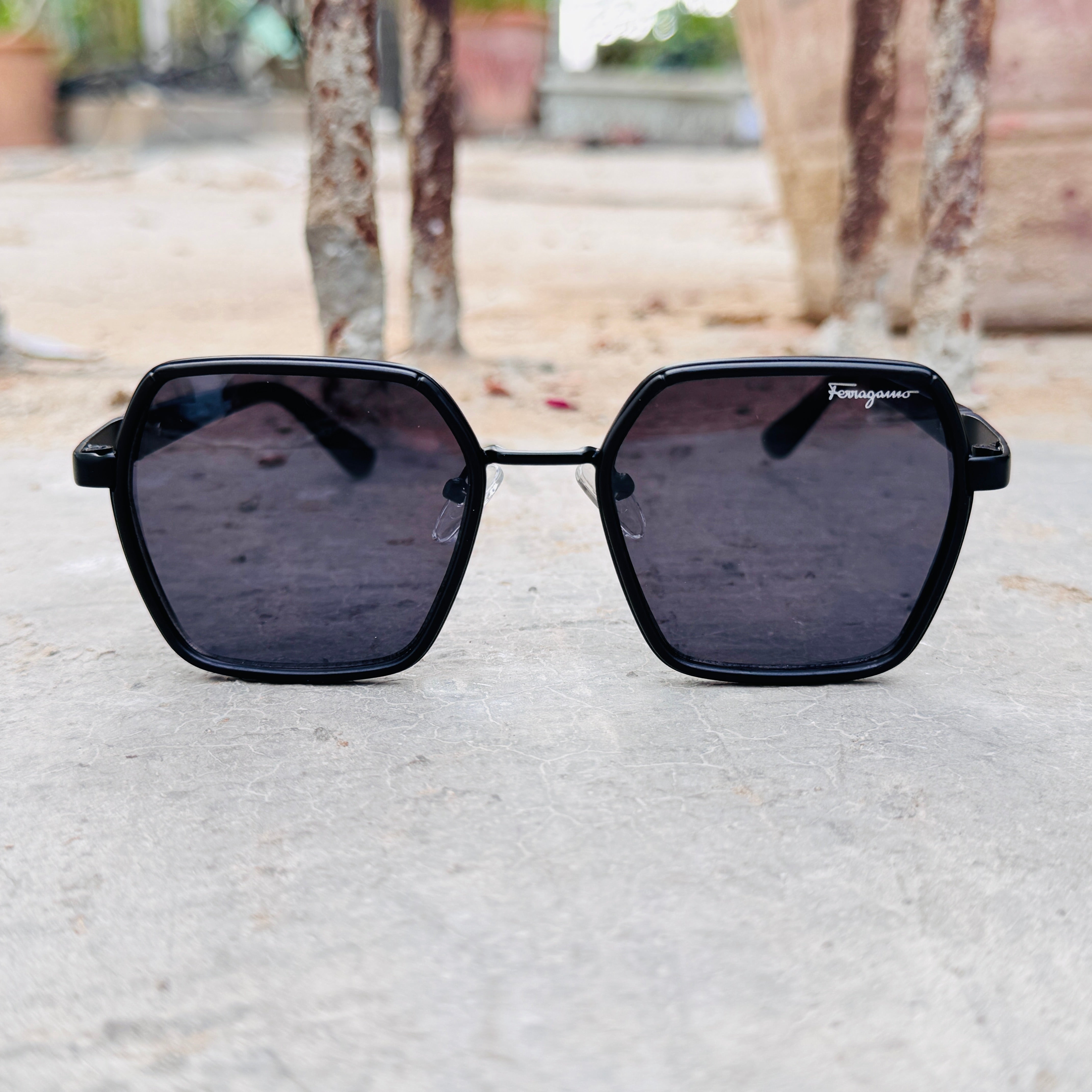 Ferragamo – 366 – 55 – Black – Metal – Sunglasses – Unisex