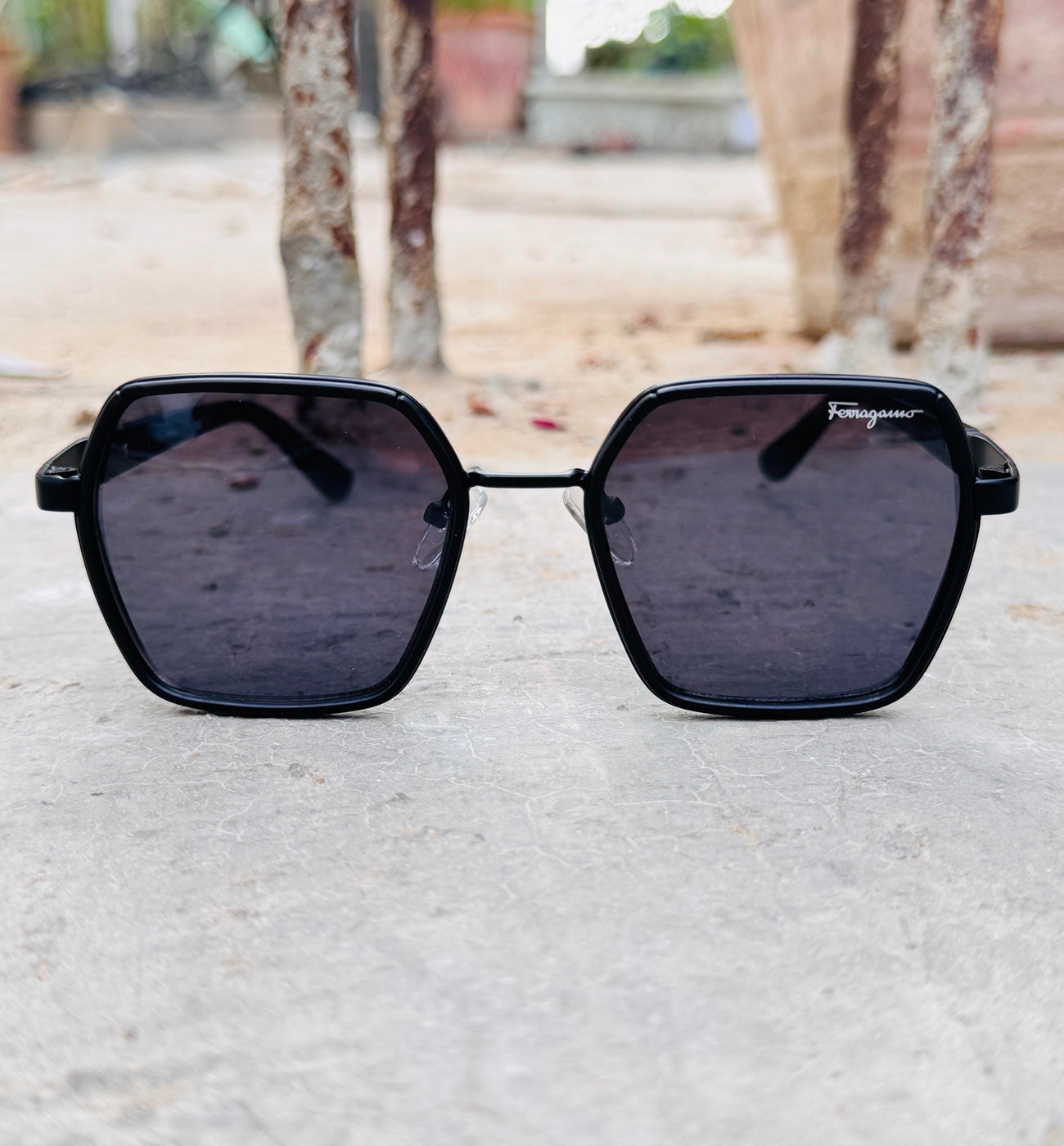 Ferragamo – 366 – 55 – Black – Metal – Sunglasses – Unisex