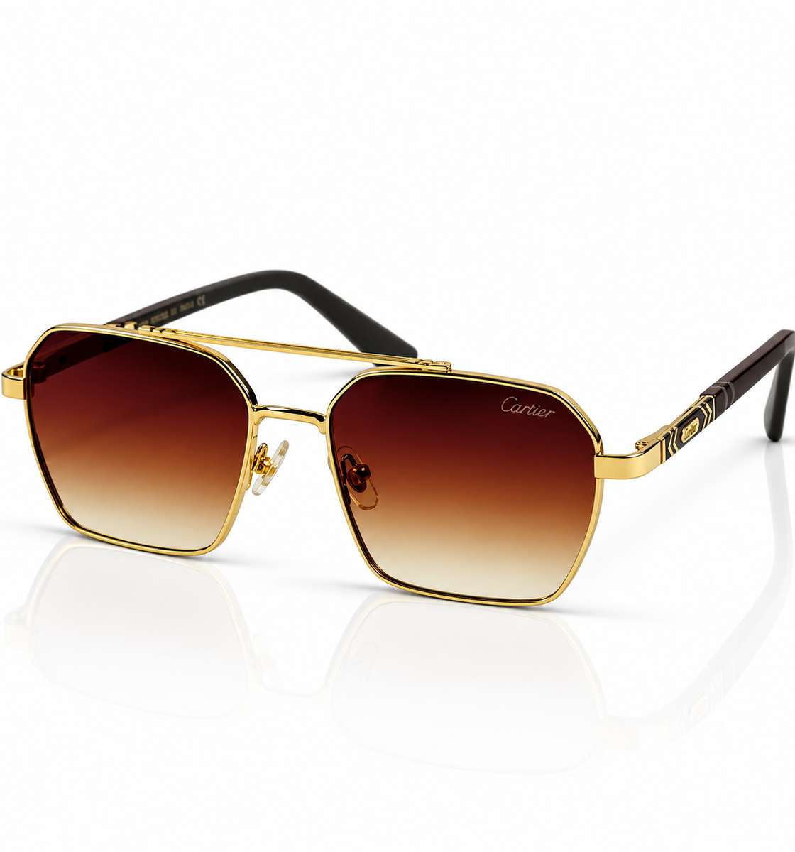 Cartier – 58443 – 54 – Golden Brown – Metal – Sunglasses – Unisex