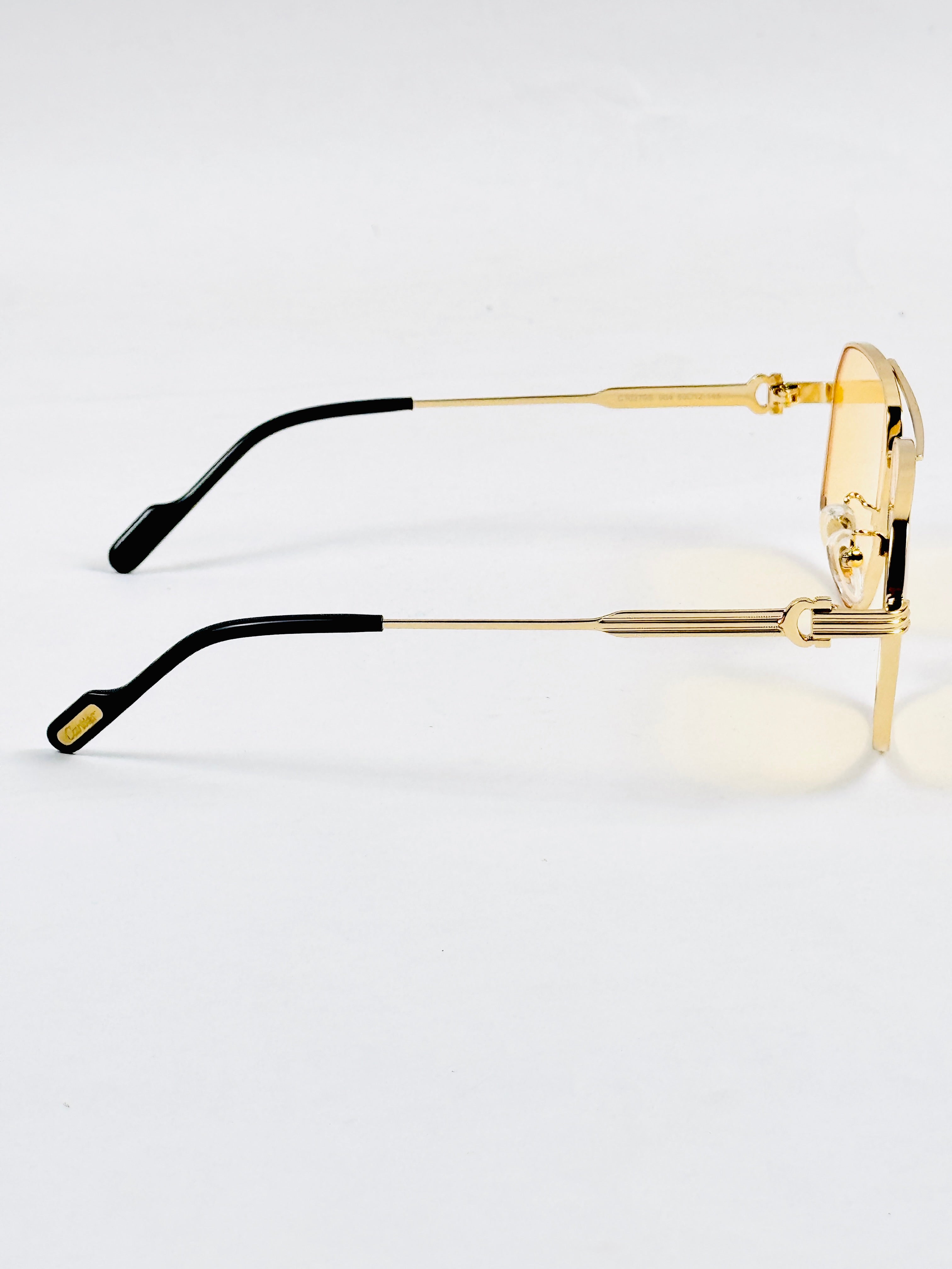 Cartier – 0270 - 60 – Golden Yellow - Metal - Sunglasses – Unisex - Premium