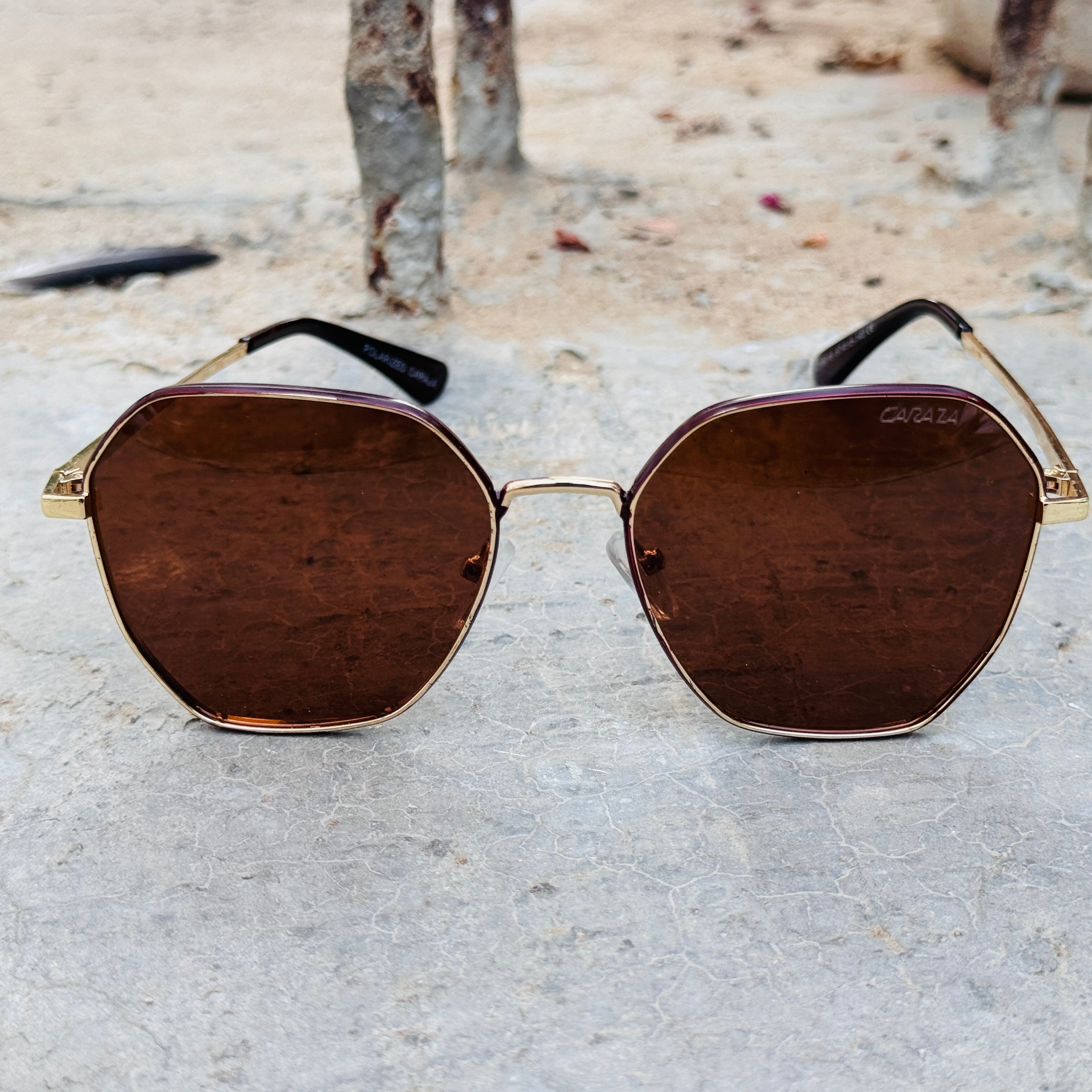 Caraza – 19016 – 57 – Golden Brown – Metal – Sunglasses – Unisex