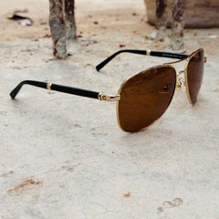Mont Blanc – 457S - 60 –  Golden Brown - Metal - Sunglasses – Unisex - Premium