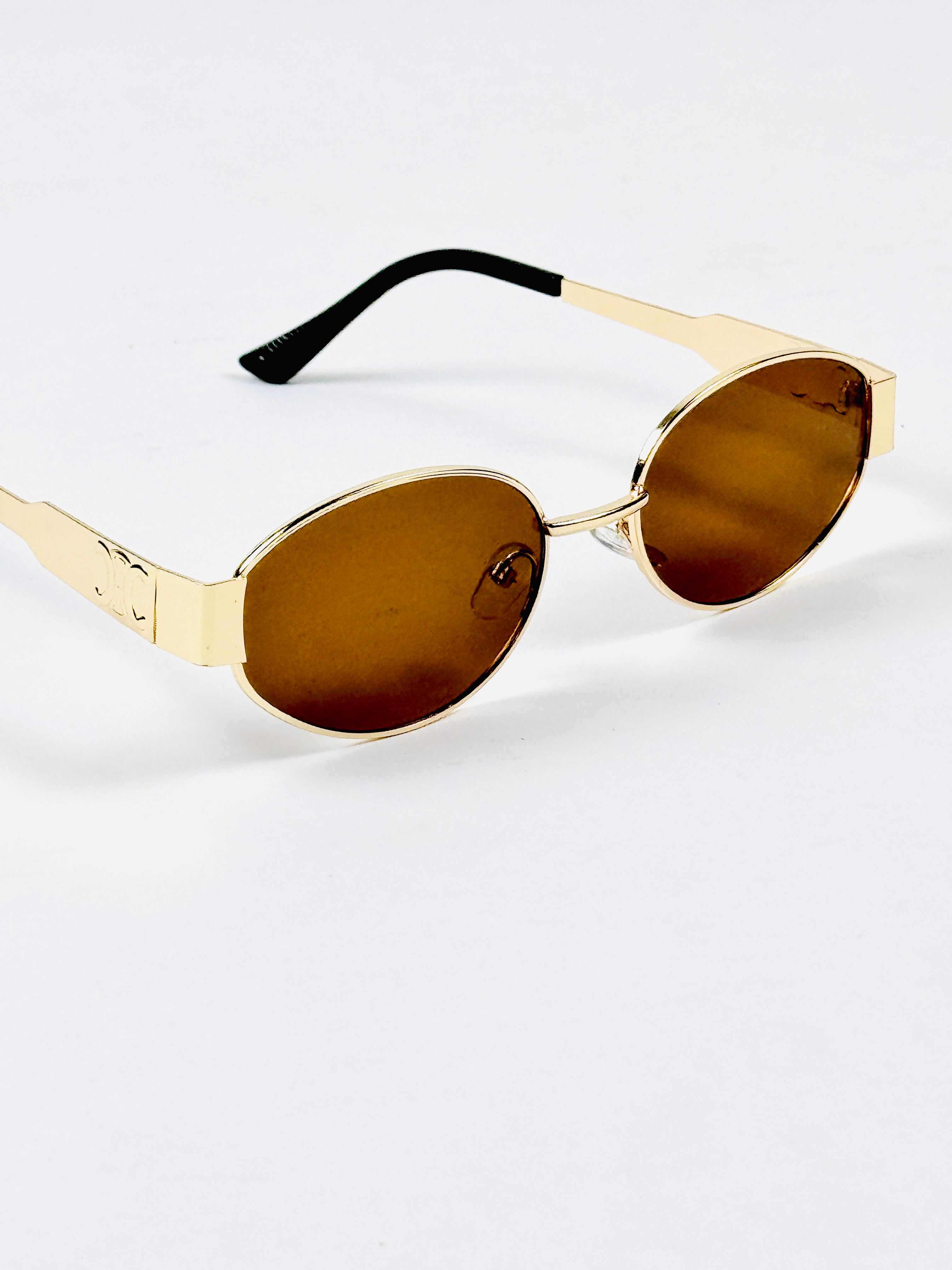 Celine – Triomphe - 55 – Golden Brown – Metal – Sunglasses - Unisex