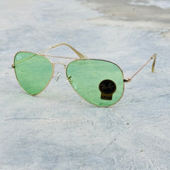 Rayban – 3026 – 62 – Golden Green – Metal – Sunglasses – Unisex