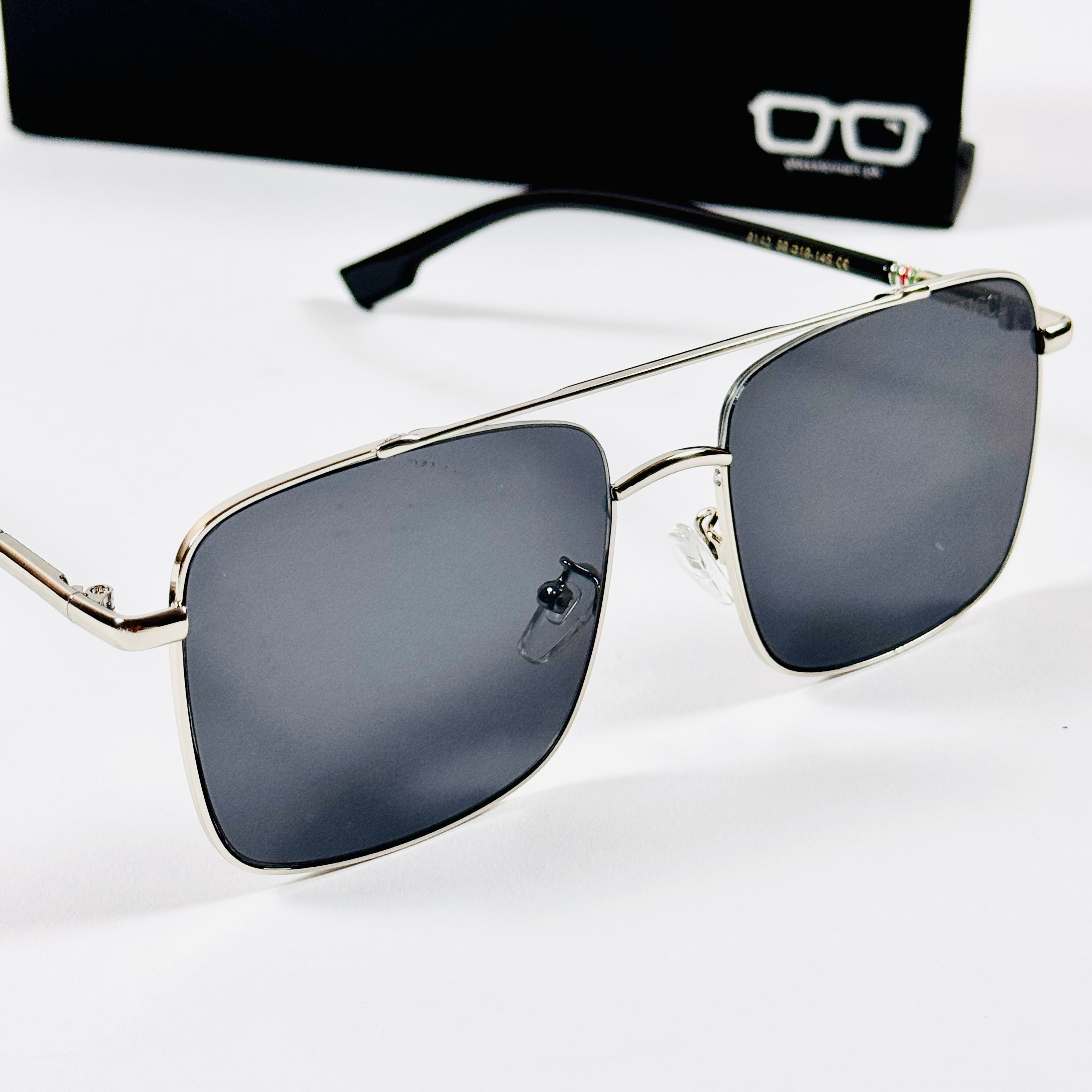 Guccy – 6143 – 56 – Silver Black – Metal – Sunglasses – Unisex