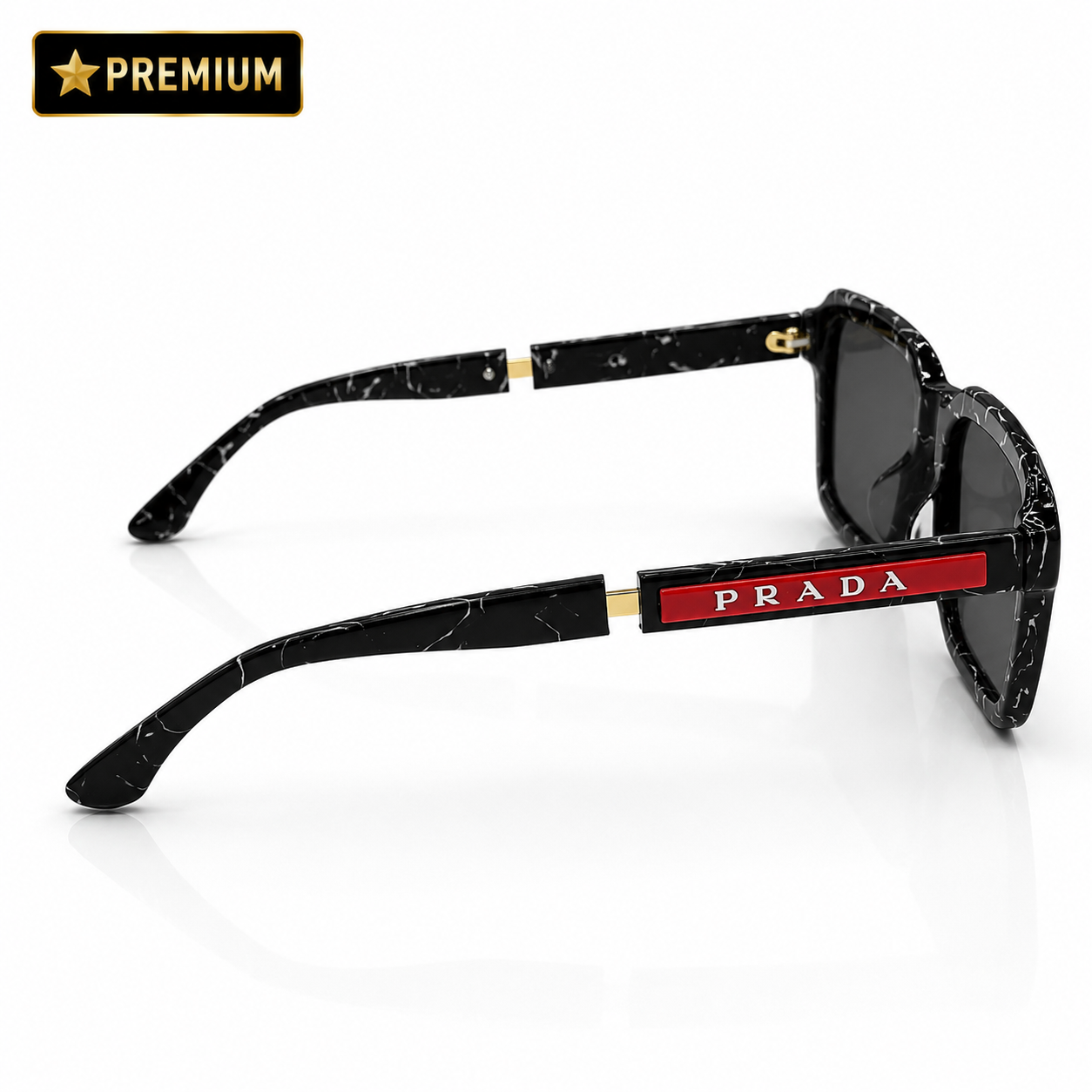 Prada – 140ws - 54 - Black Textured – Acetate - Sunglasses – Unisex - Premium