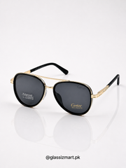 Cartier – A910 – 60 – Golden Black – Metal – Sunglasses – Unisex