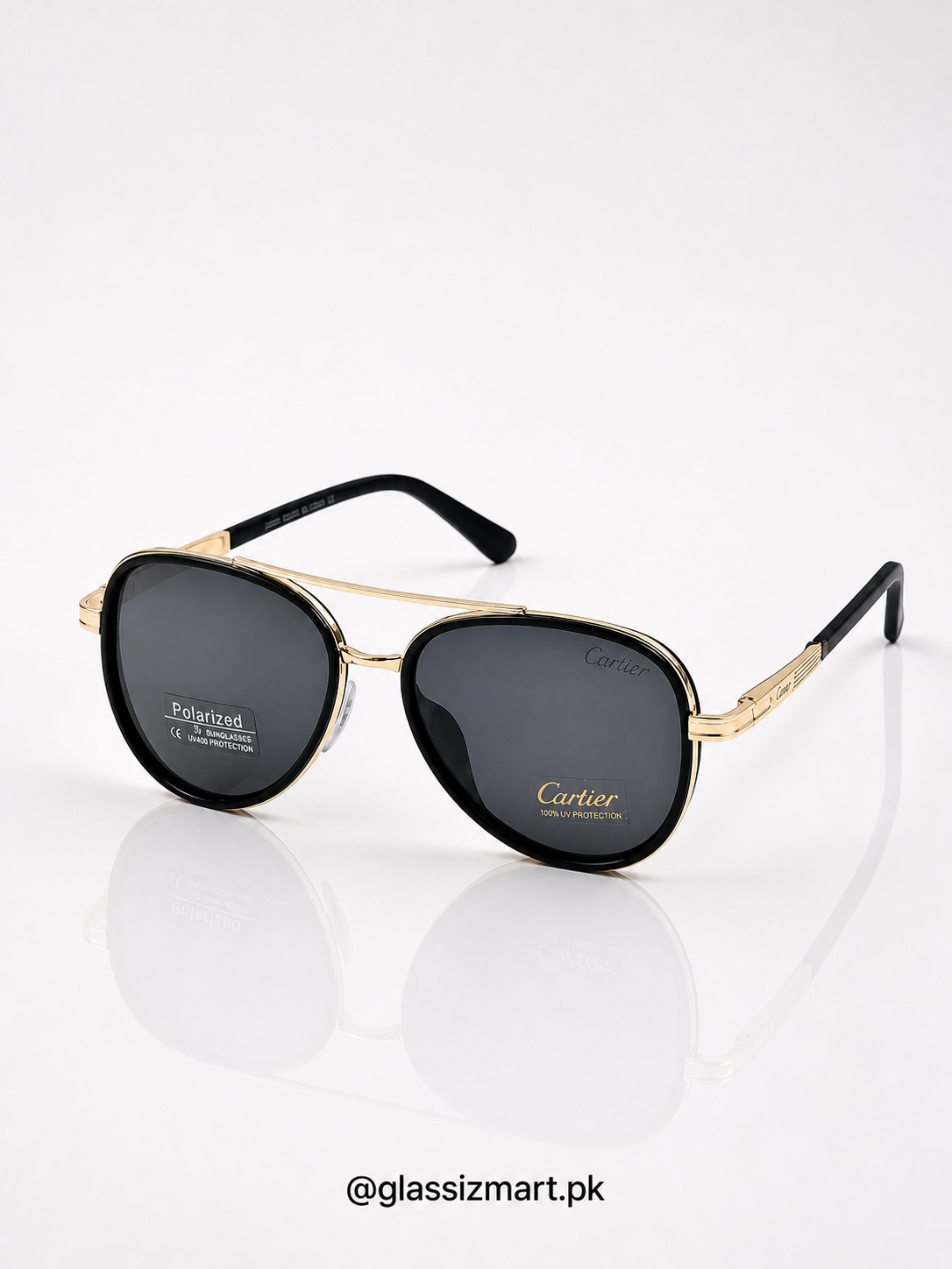 Cartier – A910 – 60 – Golden Black – Metal – Sunglasses – Unisex