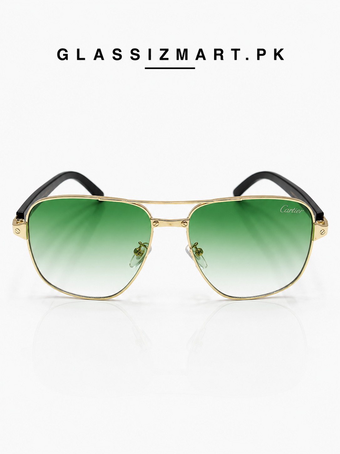 Cartier – 200988 – 59 – Golden Green – Metal – Sunglasses – Unisex