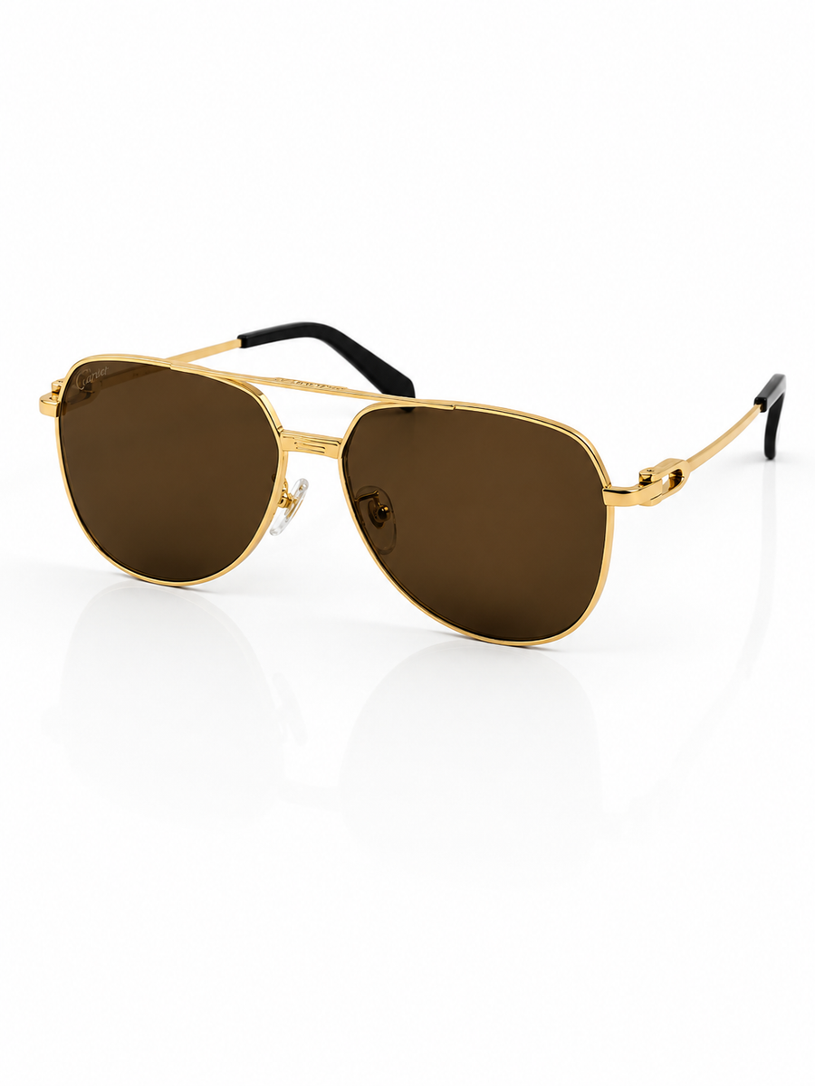 Cartier – 9664 - 58 – Golden Brown - Metal - Sunglasses – Unisex - Premium