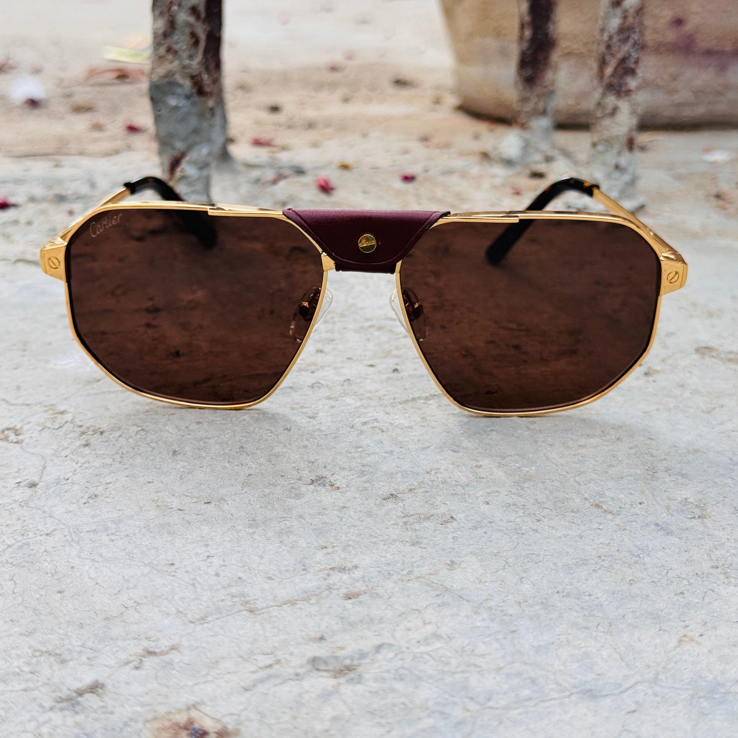 Cartier – 0462 - 60 –  Golden Brown - Metal - Sunglasses – Unisex - Premium