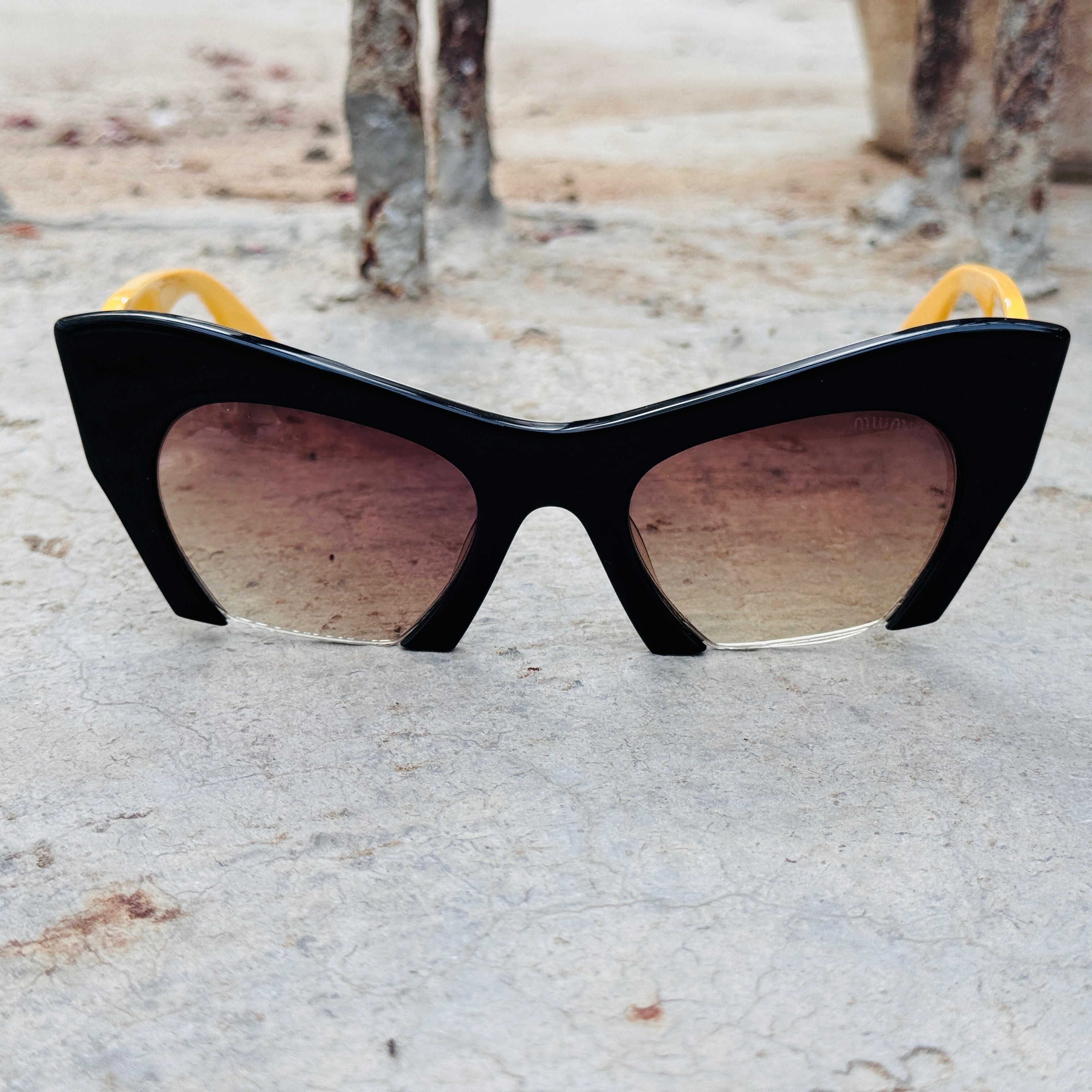 Miu Miu - 100 - 50 – Yellow Brown - Acetate - Sunglasses – Ladies - Premium