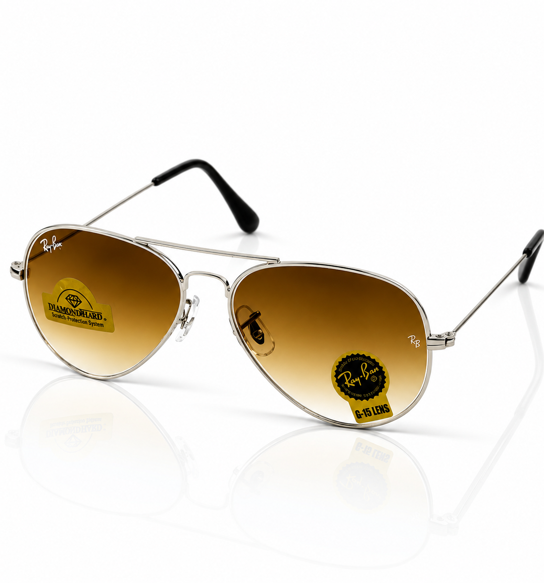 Rayban – 3026 – 62 – Silver Brown – Metal – Sunglasses – Unisex