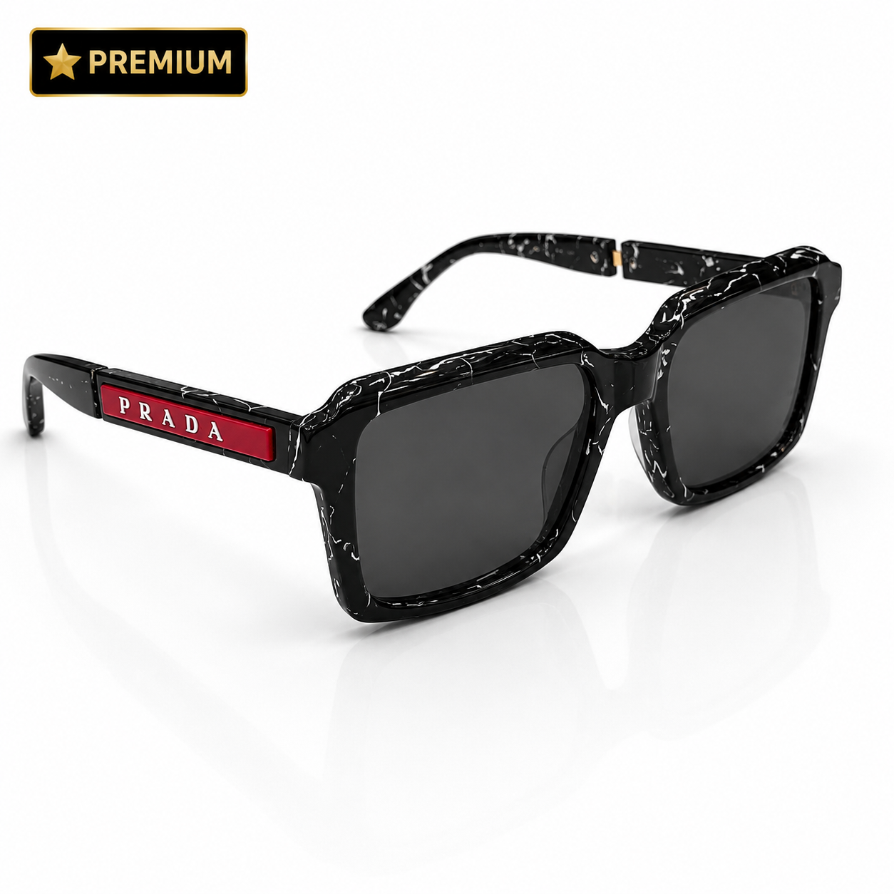 Prada – 140ws - 54 - Black Textured – Acetate - Sunglasses – Unisex - Premium