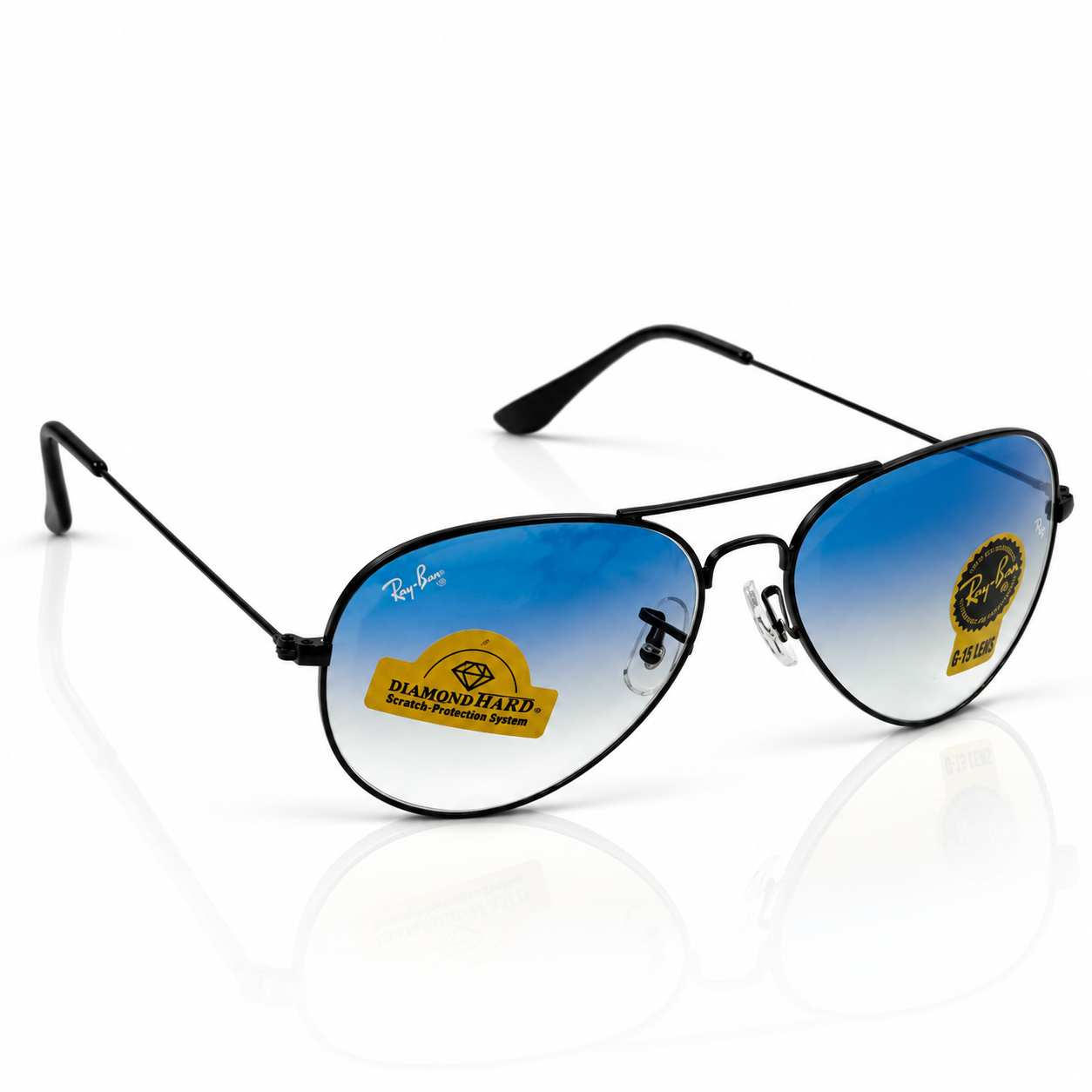 Rayban – 3026 – 62 – Black Blue – Metal – Sunglasses – Unisex