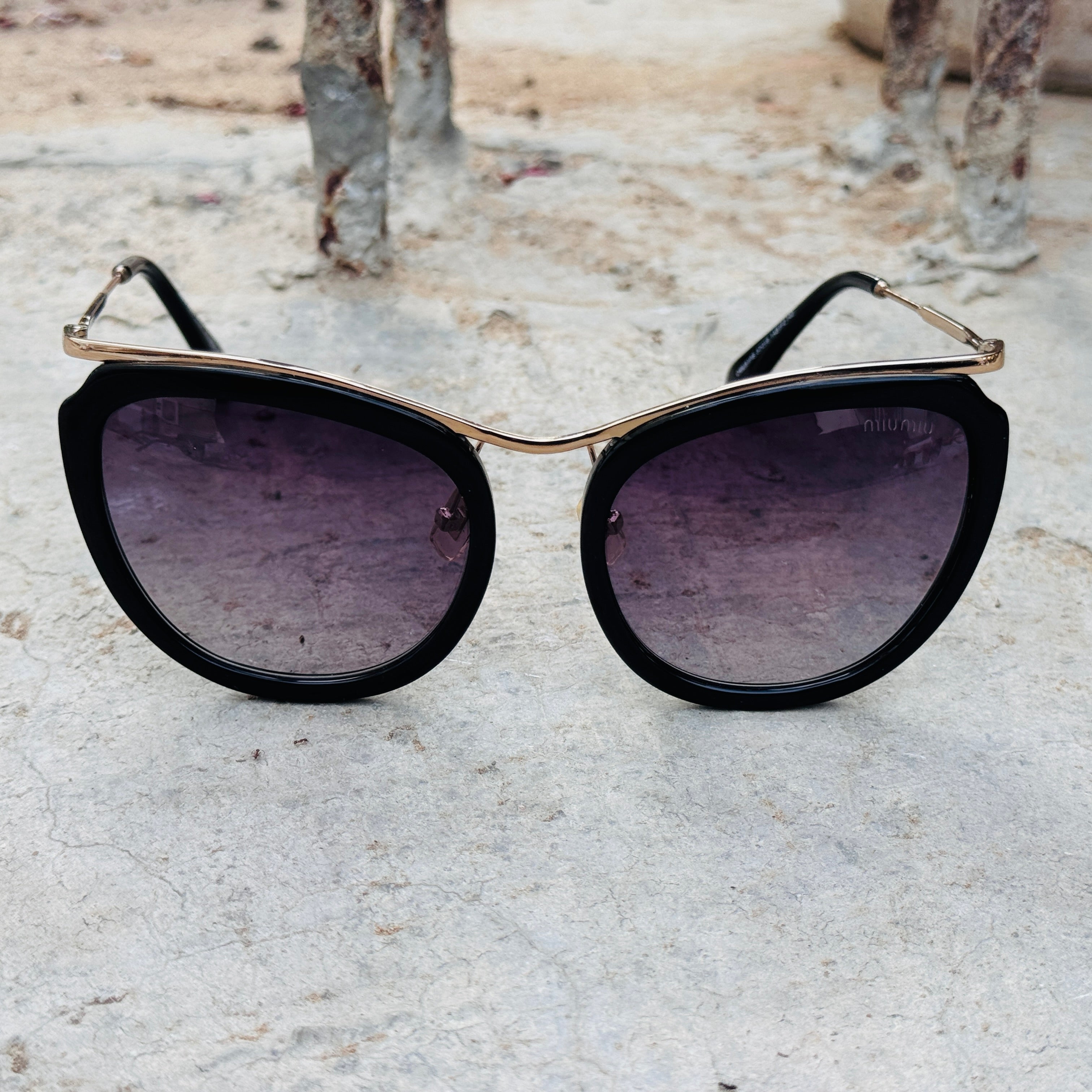Miu Miu - 51PS - 57 – Golden Black Gradient - Acetate- Metal - Sunglasses – Ladies - Premium