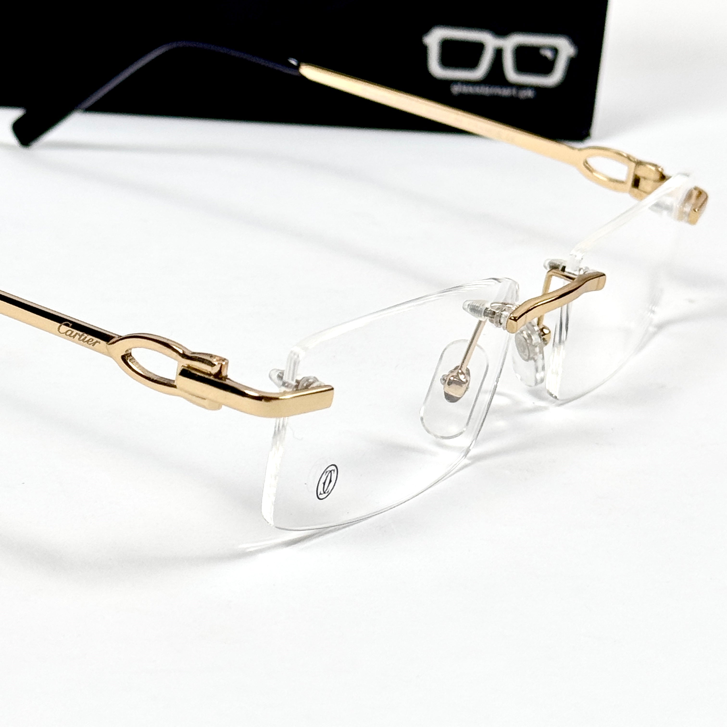 Cartier – 100686 – 55 – Golden – Metal - Optics – Rimless - Unisex - Premium